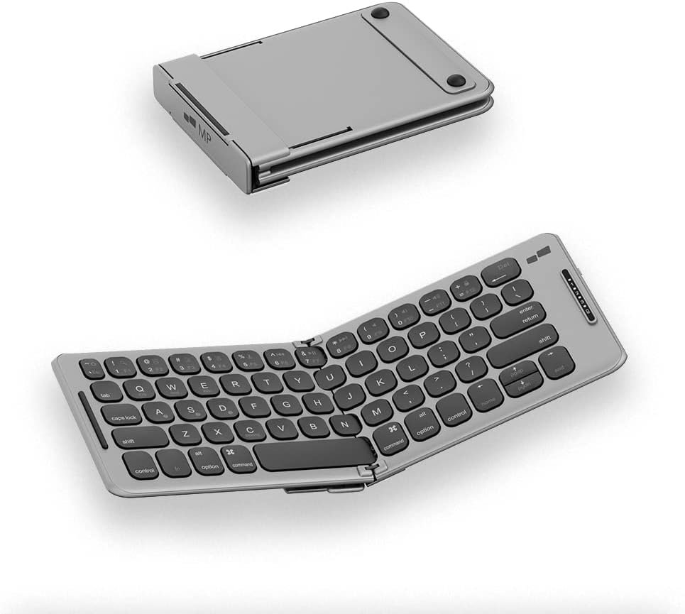 MP Mobile Pixels Foldable Bluetooth Keyboard, Rechargeable Ultra Slim Portable Wireless Keyboard, Folding Bluetooth Keyboard Compatible iOS Android Windows Smartphone Tablet and Laptop