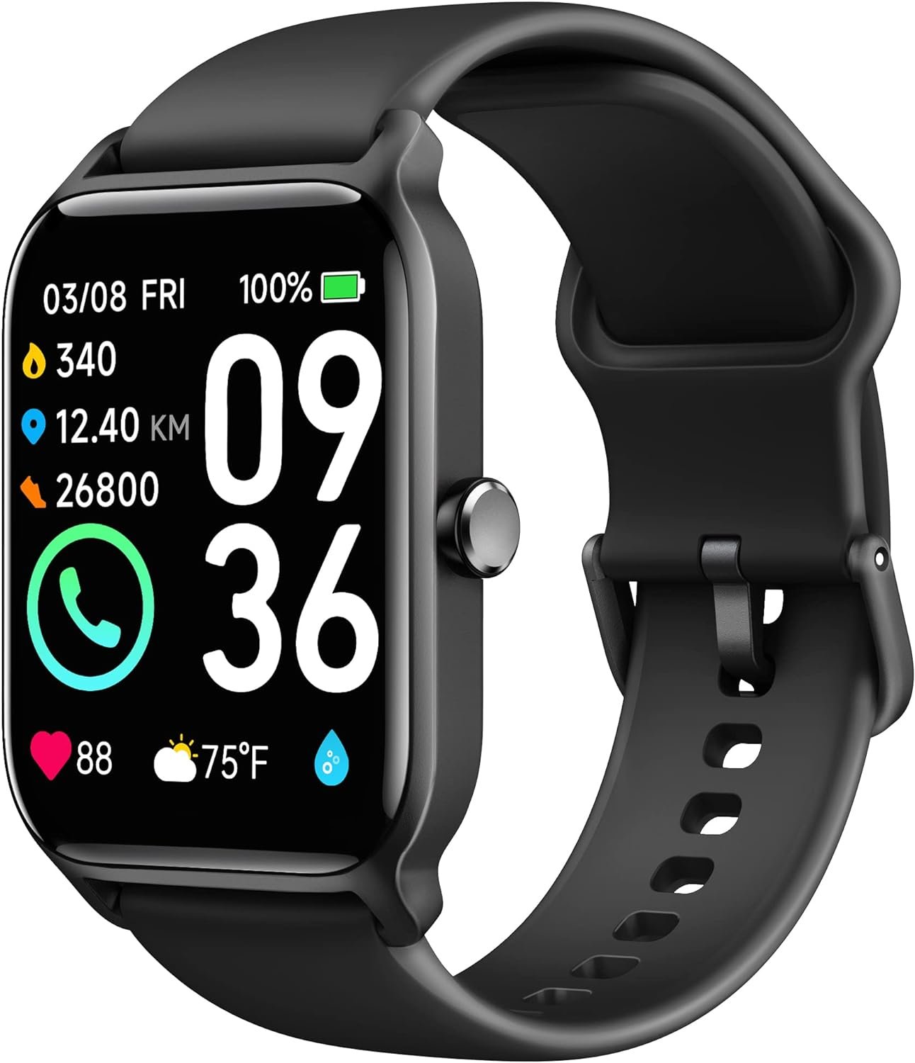 Smart Watch for Men(Answer/Make Call),Alexa Built-in,1.8″Fitness Tracker with Heart Rate Sleep SpO2 Monitor,100 Sport Mode,5ATM Waterproof,Activity Trackers and Smartwatches for iOS and Android Phones