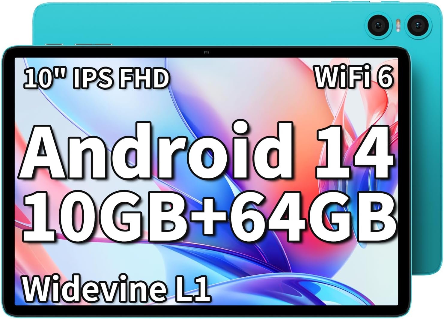TECLAST Android 14 Tablet 10 inch Tablets, P30 10GB RAM 64GB ROM 1TB Expand, Quad-Core Processor, 1280×800 IPS HD Touch Screen, WiFi 6, Dual Camera, BT5.4, 6000mAh, Widevine L1