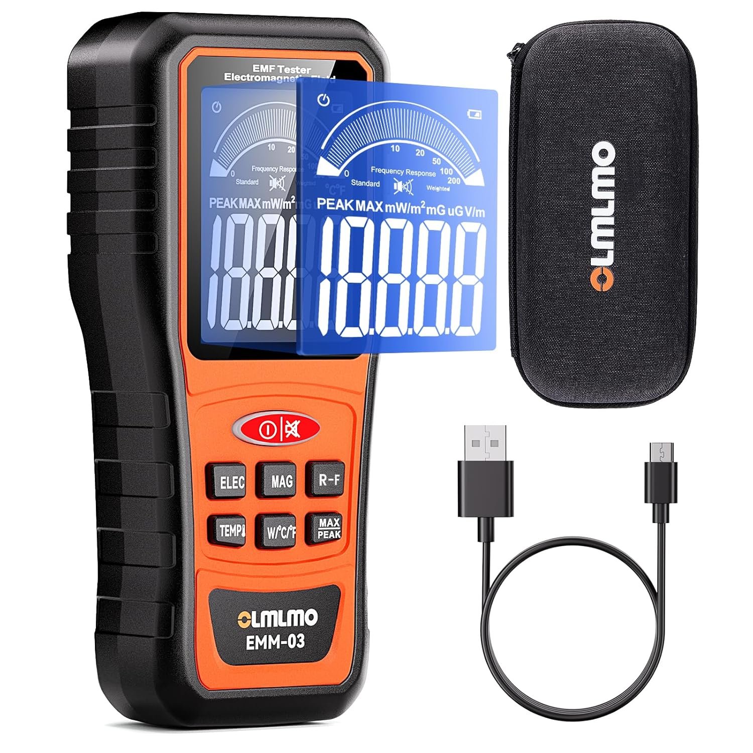 Upgraded-4 in 1 Emf Meter Emf Detector, Electric Field, Radio Frequency Field Temperature,Magnetic Field Strength Meter, Rechargeable Radiation Detector for 5g Cell Tower,WiFi Signal and Ghost Hunting