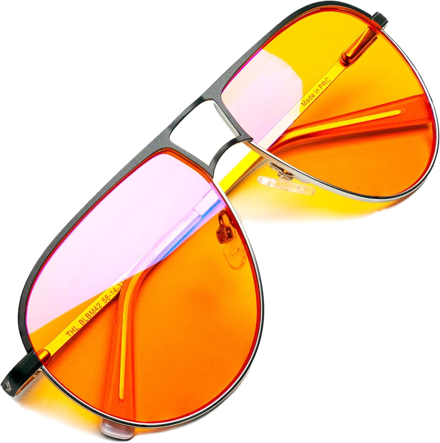 Aviator Blue Light Blocking Glasses for Women & Men – Metal Classic Aviators Sleep & Migraine Glasses – Orange Amber 97% Pilot Blue Light Glasses for Computer Eye Strain Fatigue – Gaming Blue Blockers