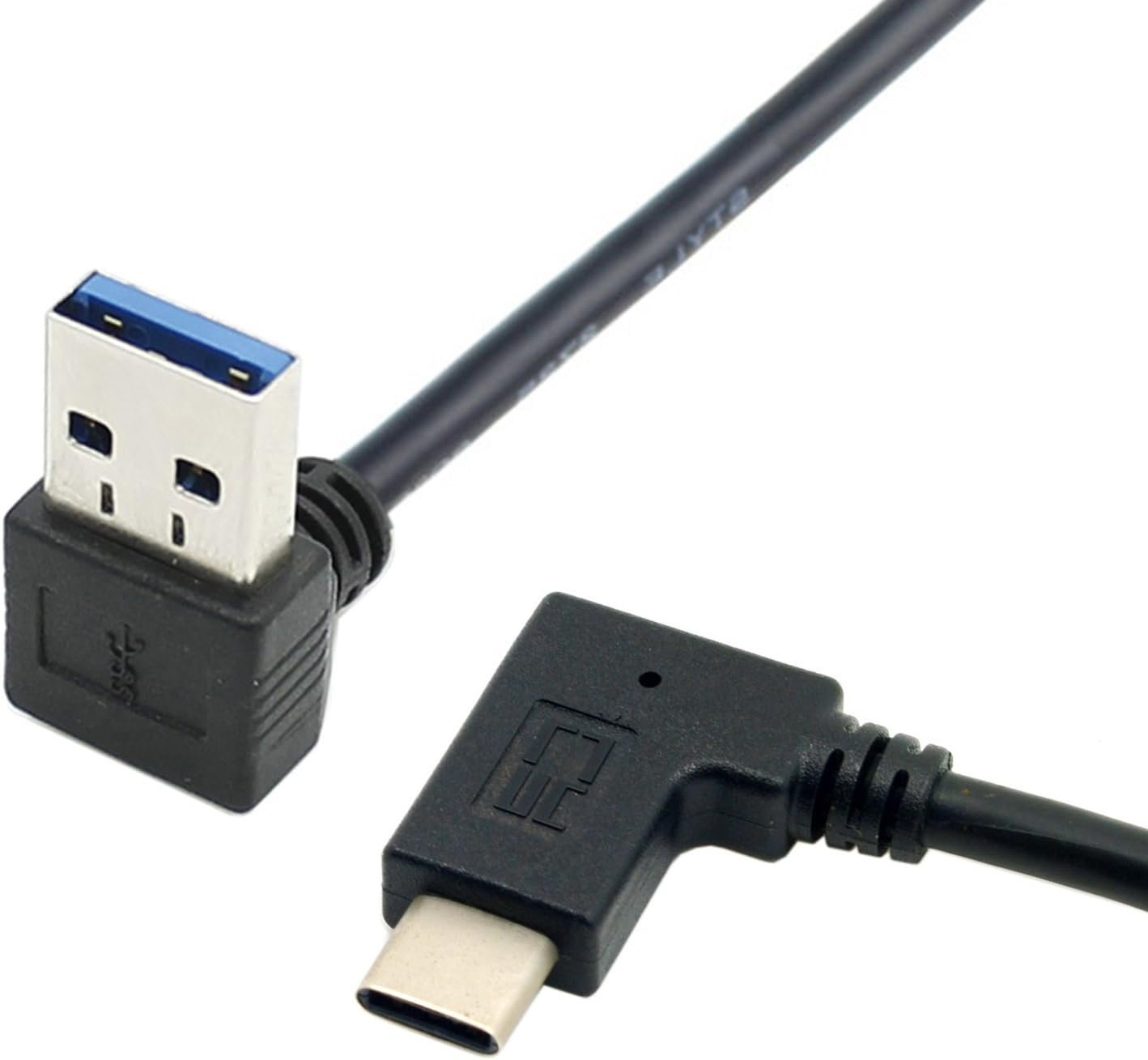 JSER Xiwai 30cm Reversible USB 3.1 USB-C Angled to 90 Degree Down Angled A Male Data Cable for Tablet Mobile Phone