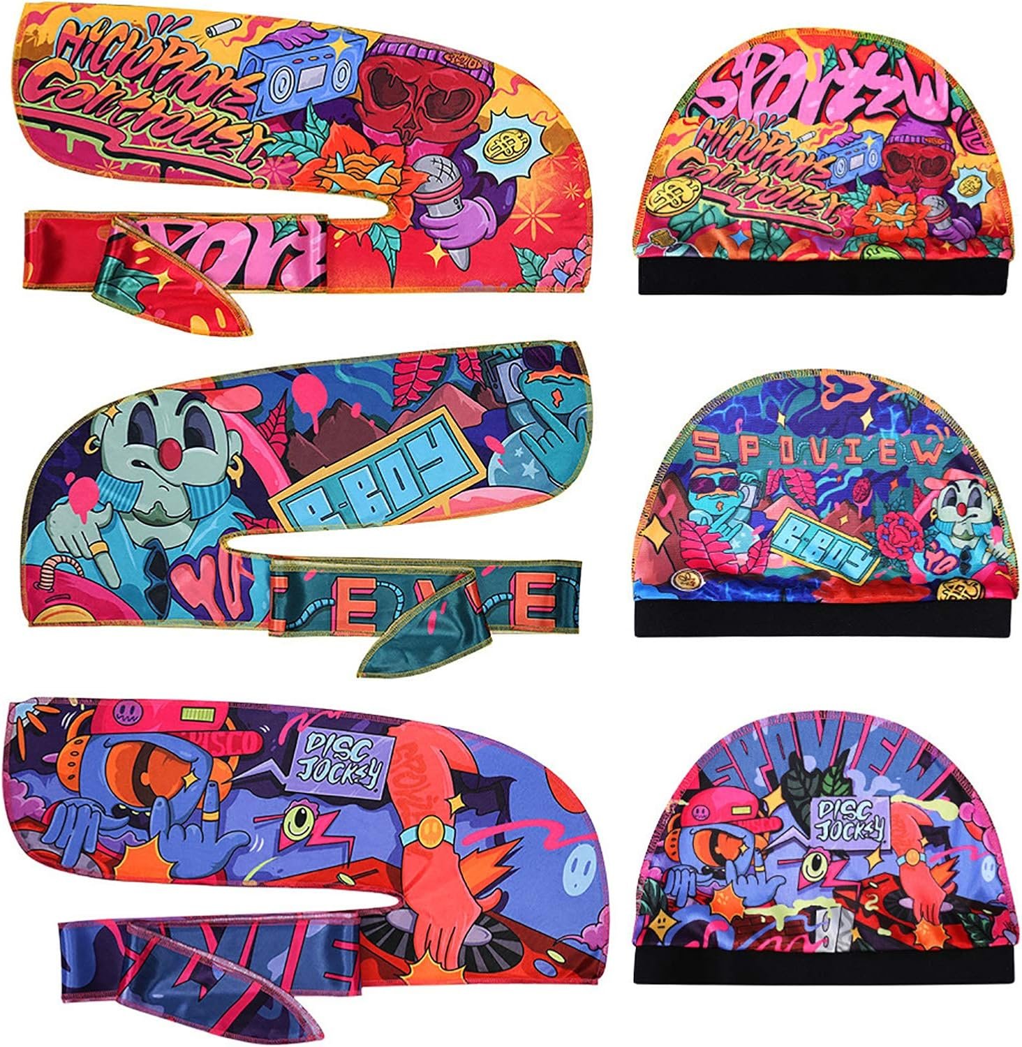 Premium Silky durag & Wave Cap(Multi Colors),Designer Durag with Long Wide Tail for 361 Wave