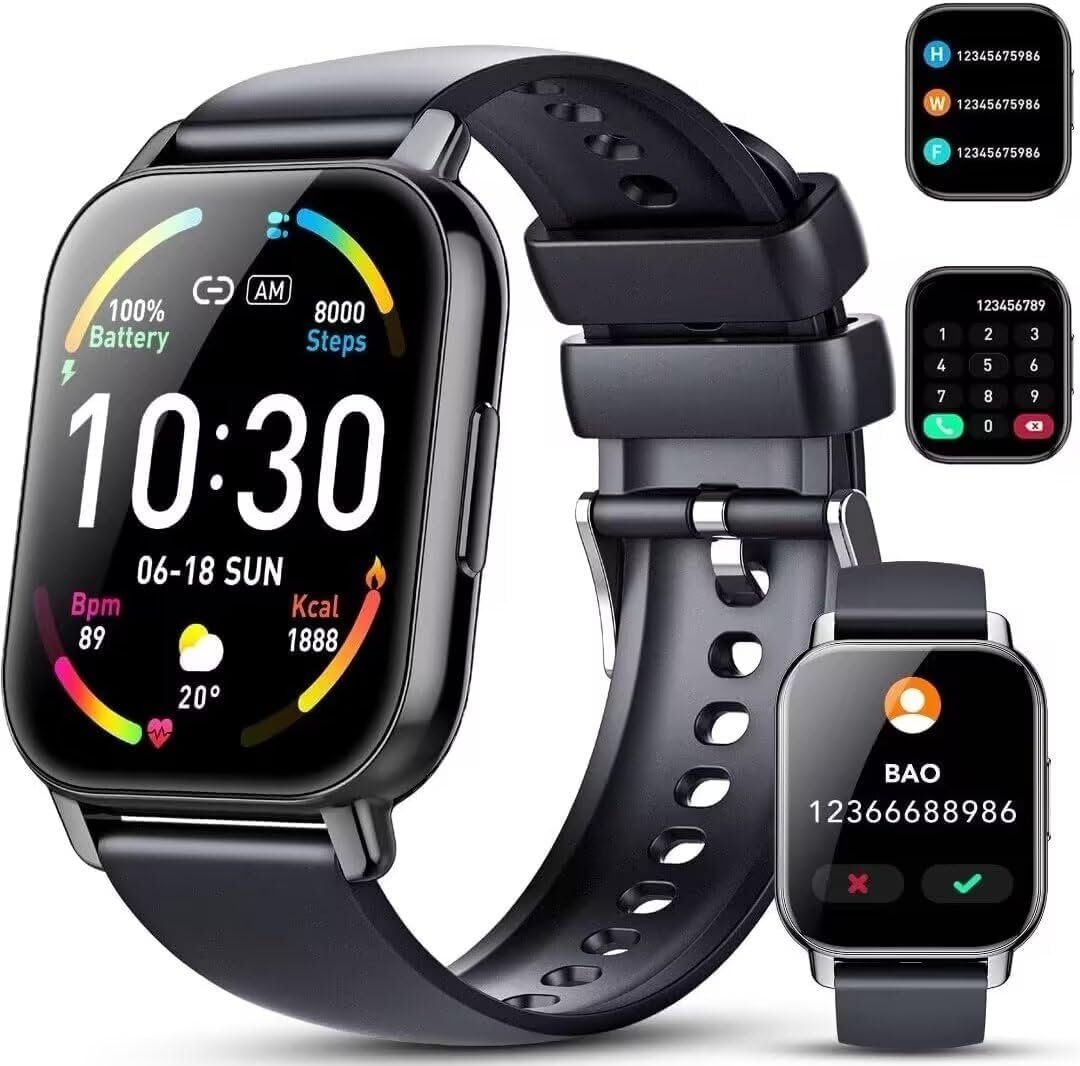 Smart Watch (Answer/Make Calls), 1.85″ Smartwatch for Men Women IP68 Waterproof, 112 Sport Modes, Fitness Activity Tracker, Heart Rate Monitor Sleep Step Counter, Smart Watches for Android iPhone
