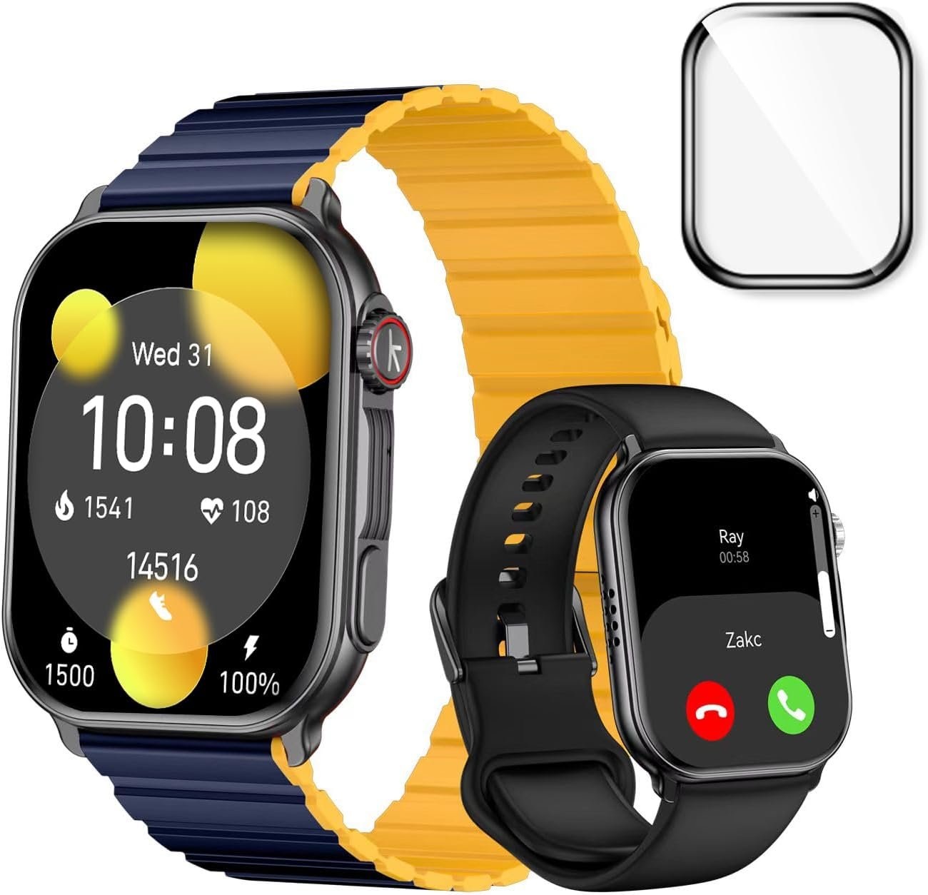 Smart Watch for Men Women(Answer/Make Calls), 2.01″ AMOLED HD Display Heart Rate Sleep Monitor Fitness Activity Tracker for Android iOS,B2