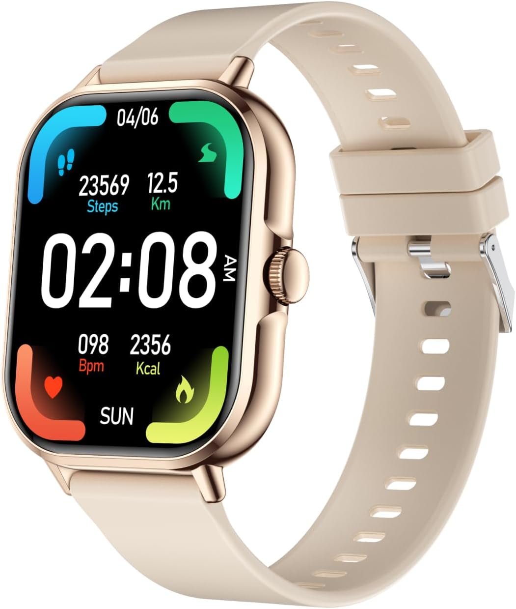 Smart Watch for Women Men, 2.01″ Smartwatch with Heart Rate Monitor Blood Oxygen and Sleep Monitor Fitness Tracker Watch (Make/Answer Call), IP67 Waterproof Smart Watch for Android iOS Phones (Gold)