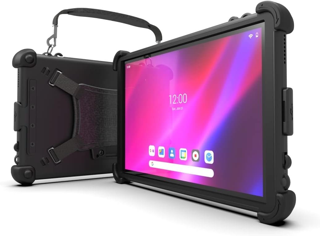 MobileDemand Ultra Rugged Case for Lenovo Tab K10 Tablet – Heavy Duty Tablet Case – Briefcase Handle, Hand Strap – Shock Absorbing Rubber Bumpers, Hard Outer Shell, Fully Protective Case – Black