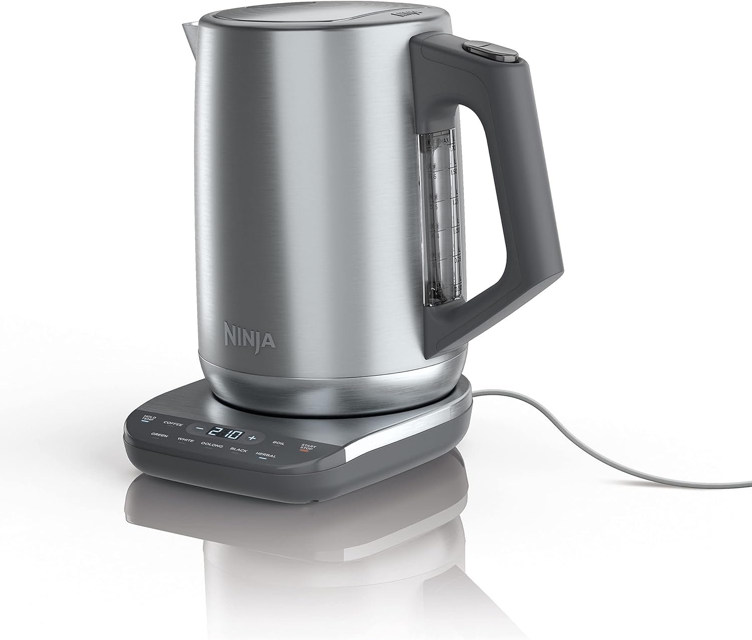 Ninja KT200 Precision Temperature Electric Kettle, 1500 watts, BPA Free, Stainless, 7-Cup Capacity, Hold Temp Setting, Silver, KT200