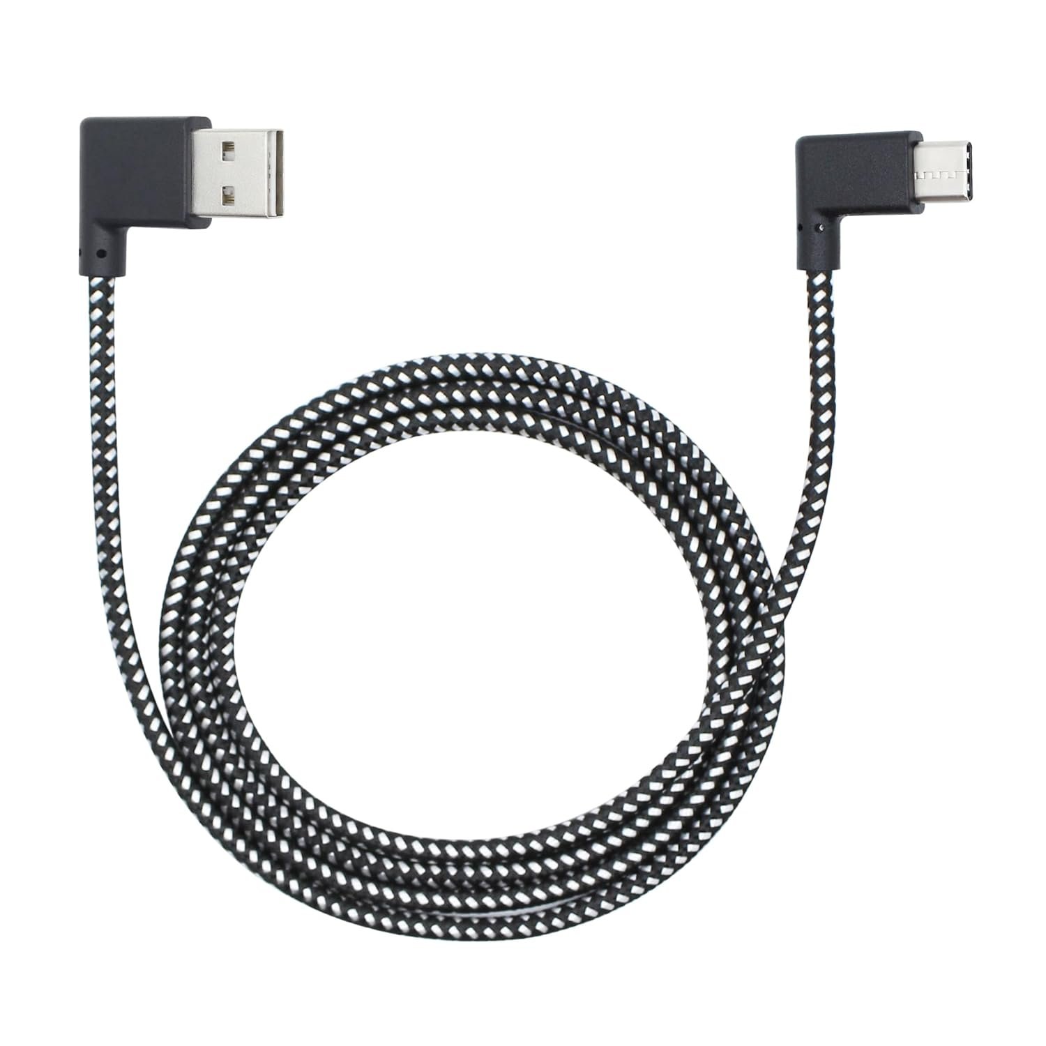 Right Angle USB C Cable 90 Degree Angle USB 2.0 Type A Male to USB 3.0 Type C Male Data Sync & Fast Charging Braided Cord for Power Bank, Tablets, Smartphones(39in/1m)