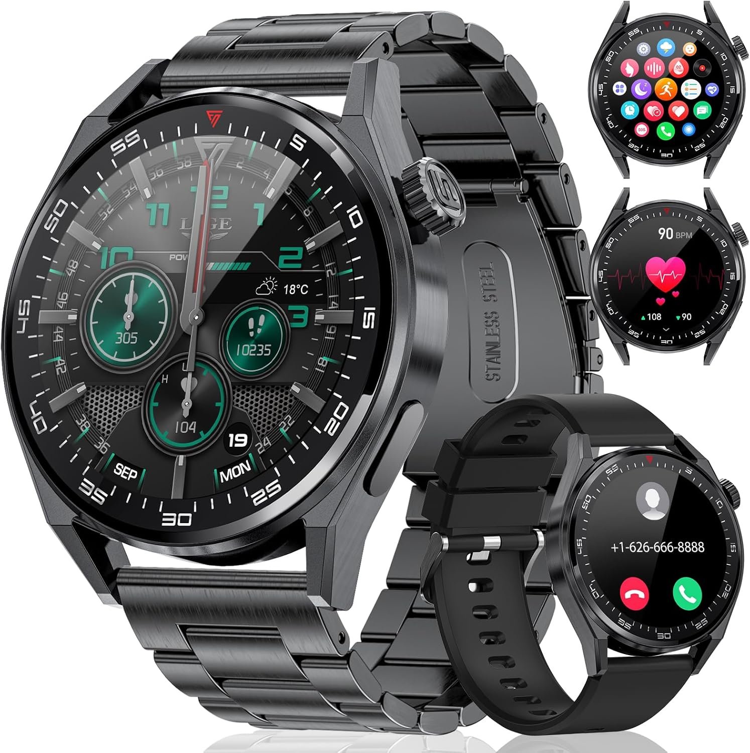 SUNKTA Smart Watch for Men (Answer/Make Calls),1.39” HD Touchscreen,100 Sports Modes,IP68 Waterproof Smartwatch with Blood Pressure/Heart Rate Monitor/Blood Oxygen for Android/iOS Black