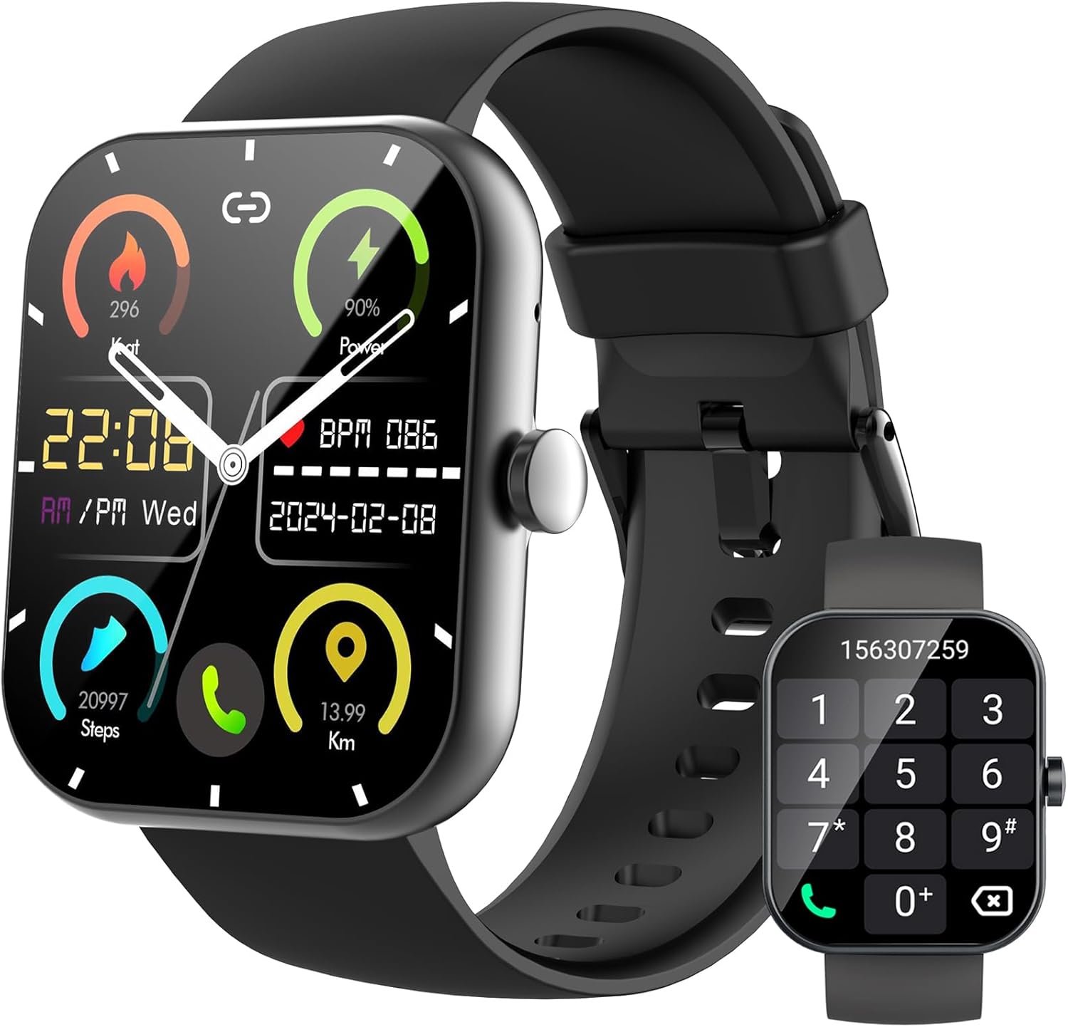 Smart Watch(Answer/Make Call), 1.96″ Smartwatches for Men Women, Fitness Activity Tracker with Heart Rate SpO2 Sleep Monitor, Pedometer, 100+ Sport Modes, IP68 Waterproof Smart Watches for iOS Android