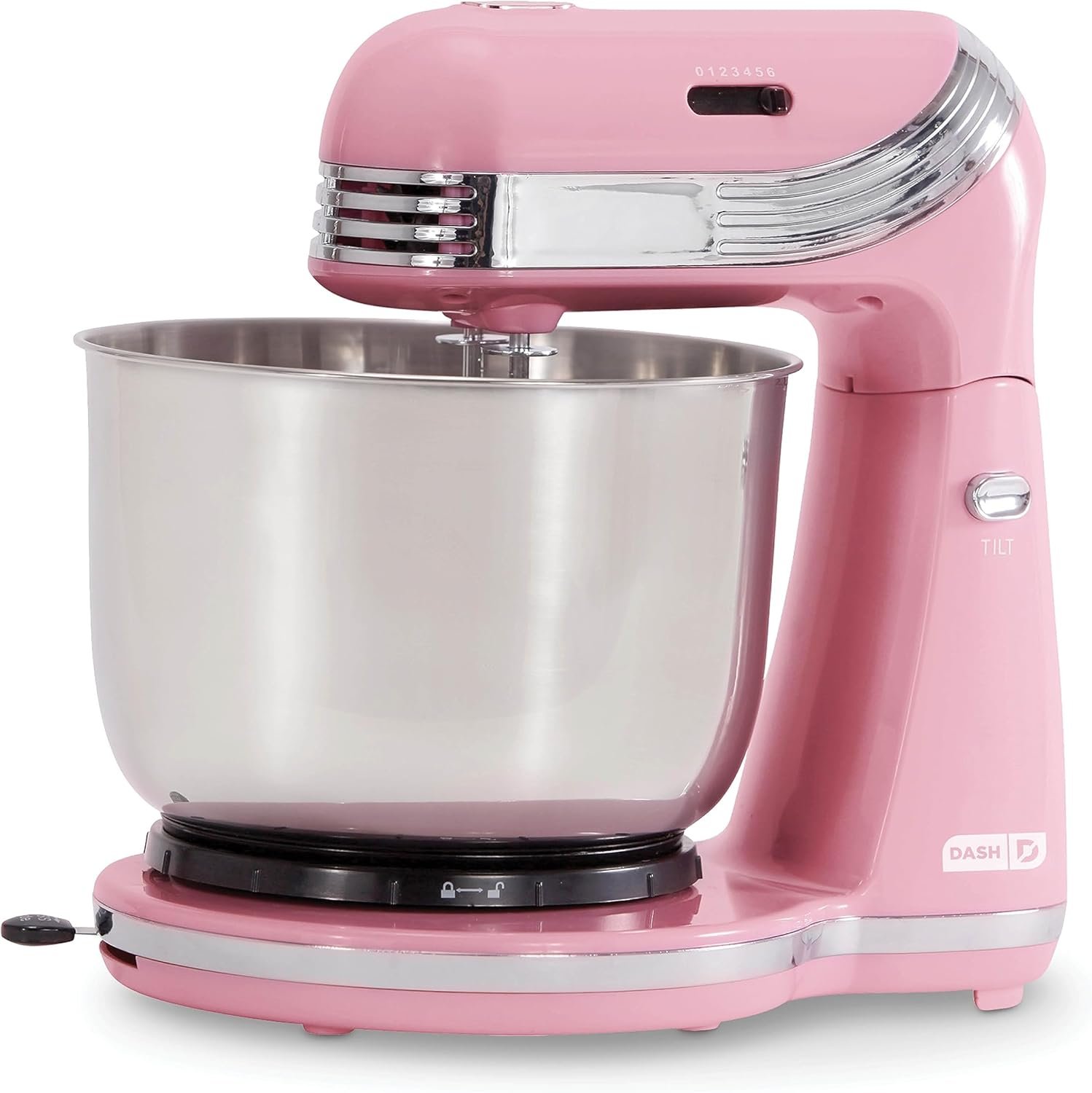 Dash Stand Mixer (Electric Mixer for Everyday Use): 6 Speed Stand Mixer with 3 Quart Stainless Steel Mixing Bowl, Dough Hooks & Mixer Beaters for Dressings, Frosting, Meringues & More – Pink