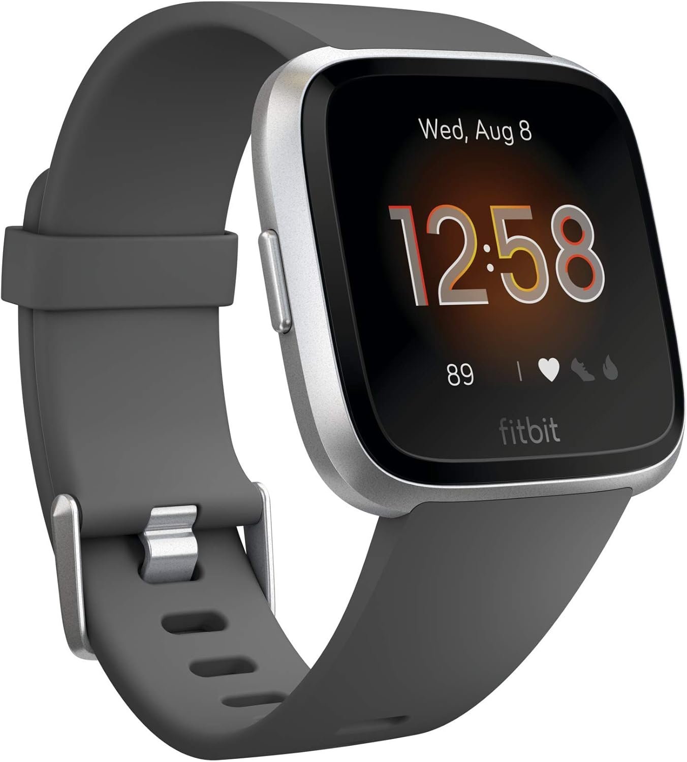 Fitbit Versa Lite Smartwatch,GPS,Charcoal/Silver Aluminum, One Size (S & L Bands Included)