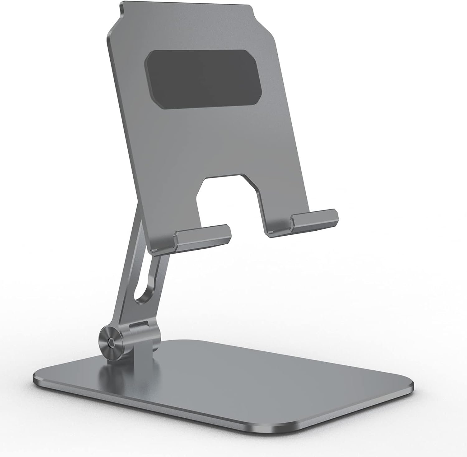 Otinlai iPad Stand iPad Holder Adjustable Height and Angle Tablet Stand Folding Tablet Holder Cell Phone Stand Aluminum, Suitable for Tablets and Cell Phones (Gray Business Style)