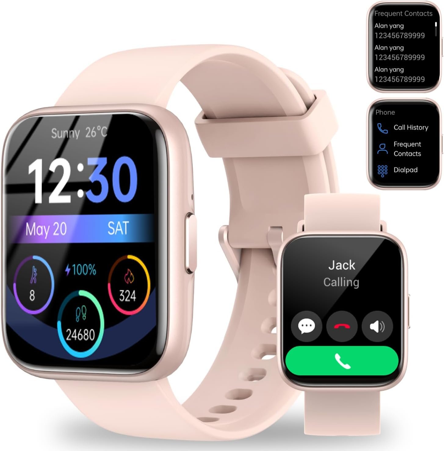 Smart Watch for Men Women – Answer/Make Calls/Quick Reply/AI Voice Assistant, 1.83″ for Android iPhone Samsung Compatible IP68 Smartwatch Fitness Tracker Blood (Pink, 1.9)