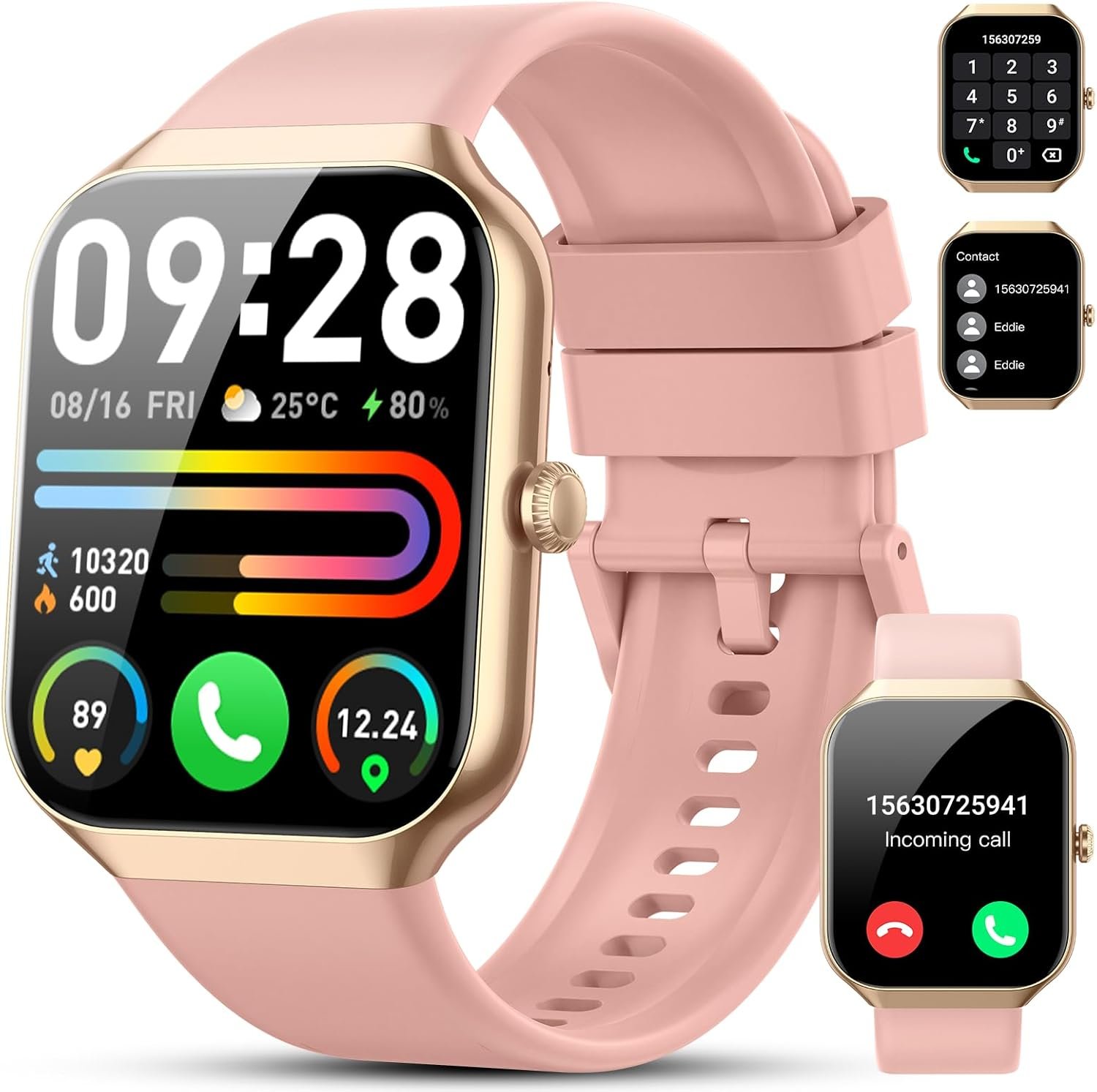 Smart Watch(Answer/Make Call), 1.96″ HD Smartwatch for Men Women, 2024 Fitness Activity Tracker with 110+ Sport Modes/Heart Rate/Sleep Monitor/Pedometer, IP68 Waterproof Fitness Watch for Android iOS