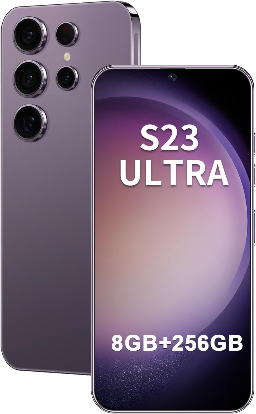 Unlocked Android Phone S23 Ultra Cellphone Android 13 Smart Mobile Phone 8-core 8GB+256GB Cell Phone 6.8 inch HD Screen Mobile Phone 108MP+48MP Camera 6800 mAh Battery 4G Dual SIM (Purple)