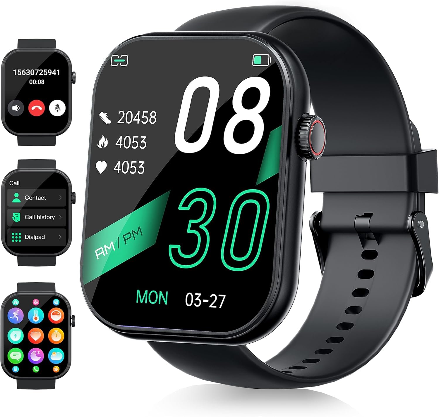 2.01in Smart Watch, Answer/Make Call Smart Watches for Men Women for iPhone and Android, Heart Rate, SpO2 Sleep Monitor, Pedometer, 112 Sports Modes