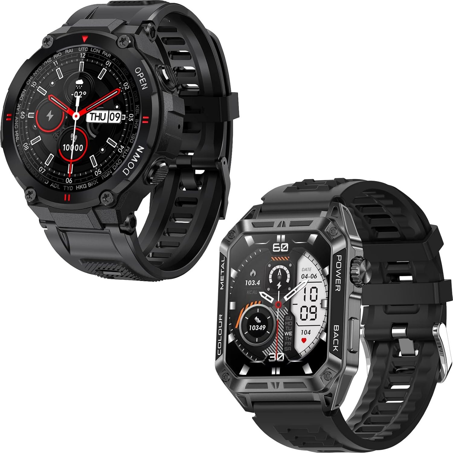 EIGIIS Military Smart Watch for Men Outdoor Waterproof Tactical Smartwatch Bluetooth Dail Calls Speaker 1.3” HD Touch Screen+ Military Smart Watch for Men 1.91” Big Screen (Make/Answer Call) Rugged