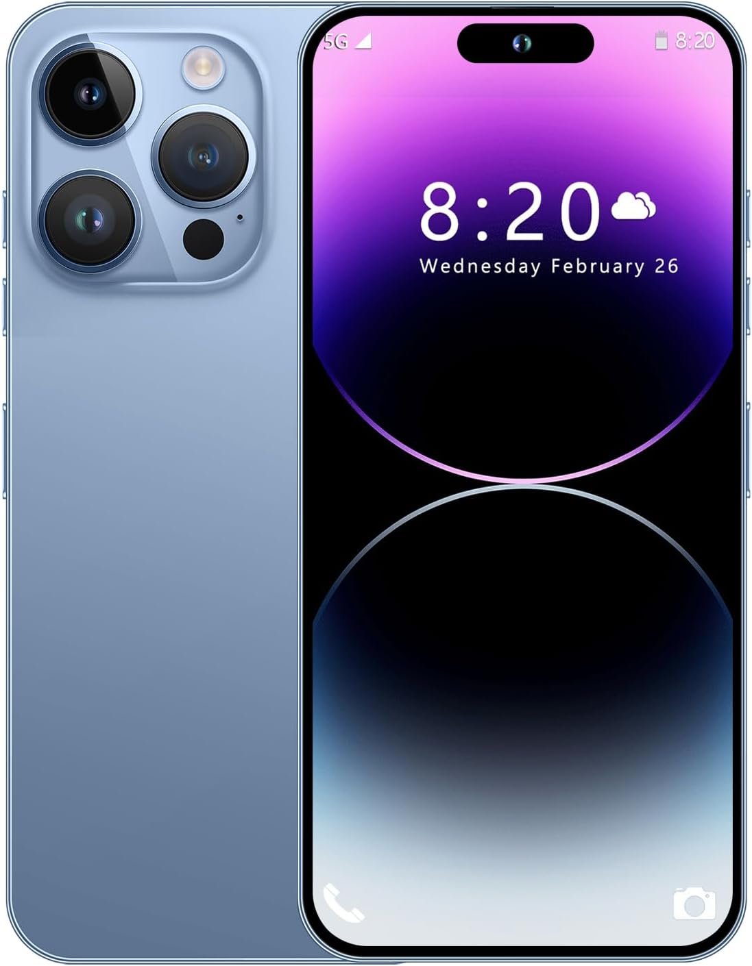 I14 Pro Max Unlocked Cell Phone,Long Battery Life 6.82″ HD Screen Unlocked Phones,Android13 6+256GB Smartphone with 128G Memory Card,Dual SIM/Fingerprint Lock/Face ID/GPS(Blue)