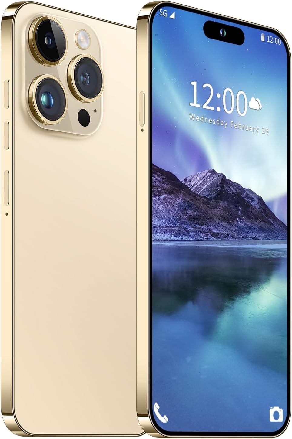 I14 Pro Max Unlocked Smartphone, 6+256GB, Android 13.0 Unlocked Cell Phones, 6.82″ HD Screen Battery 6800mAH with 128GB Memory Card/Face ID/Fingerprint Lock/Dual SIM 5G Phone (Gold)