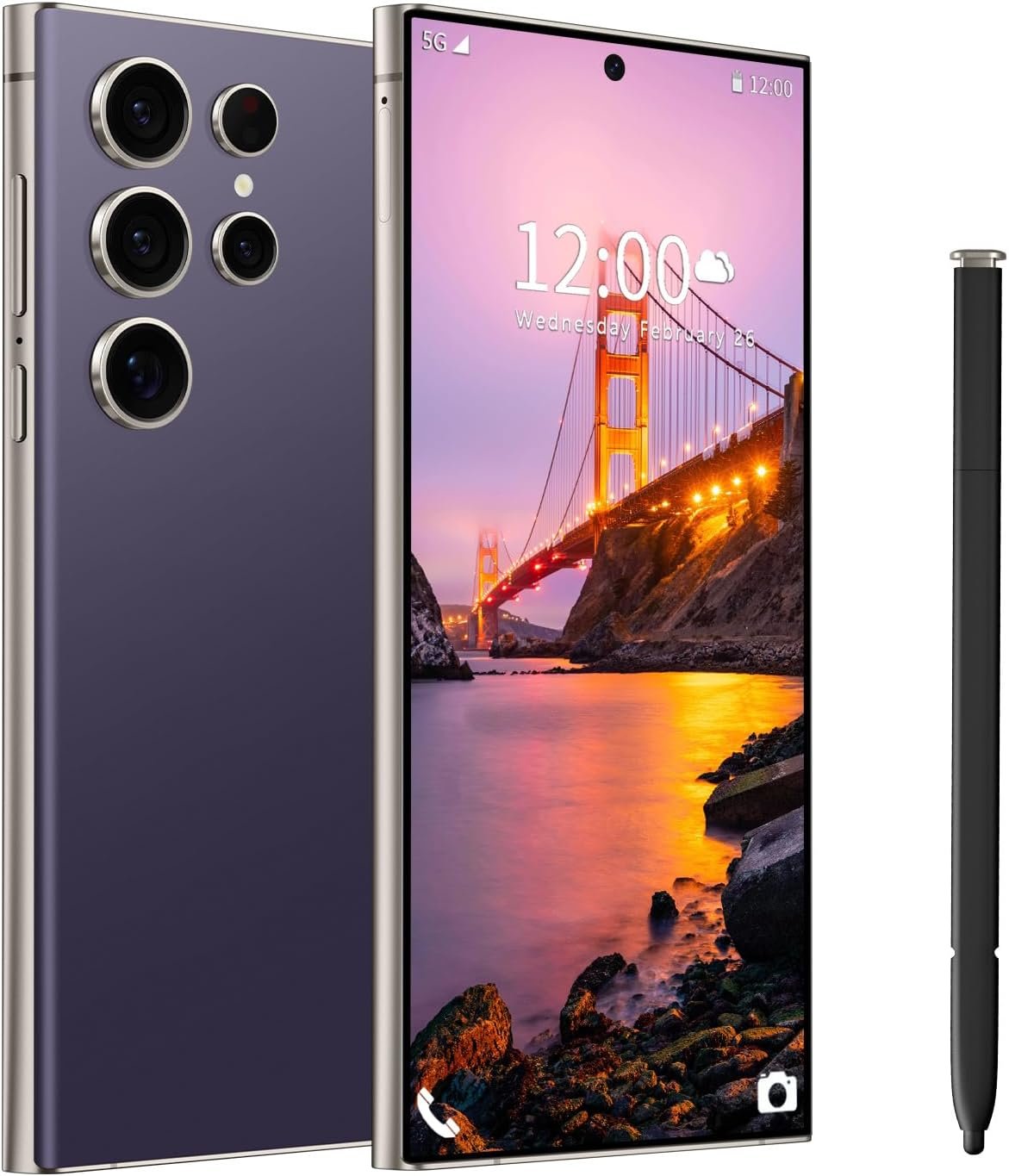 I24 Ultra Unlocked Phone,Built in Pen the Phone,Smartphone Battery 6800mAh 6.8″ HD Screen,Android 13.0 6+256GB with 128GB Memory Card cell phone,5G/Face ID/Fingerprint Lock/GPS (Deep Purple, 6+256)