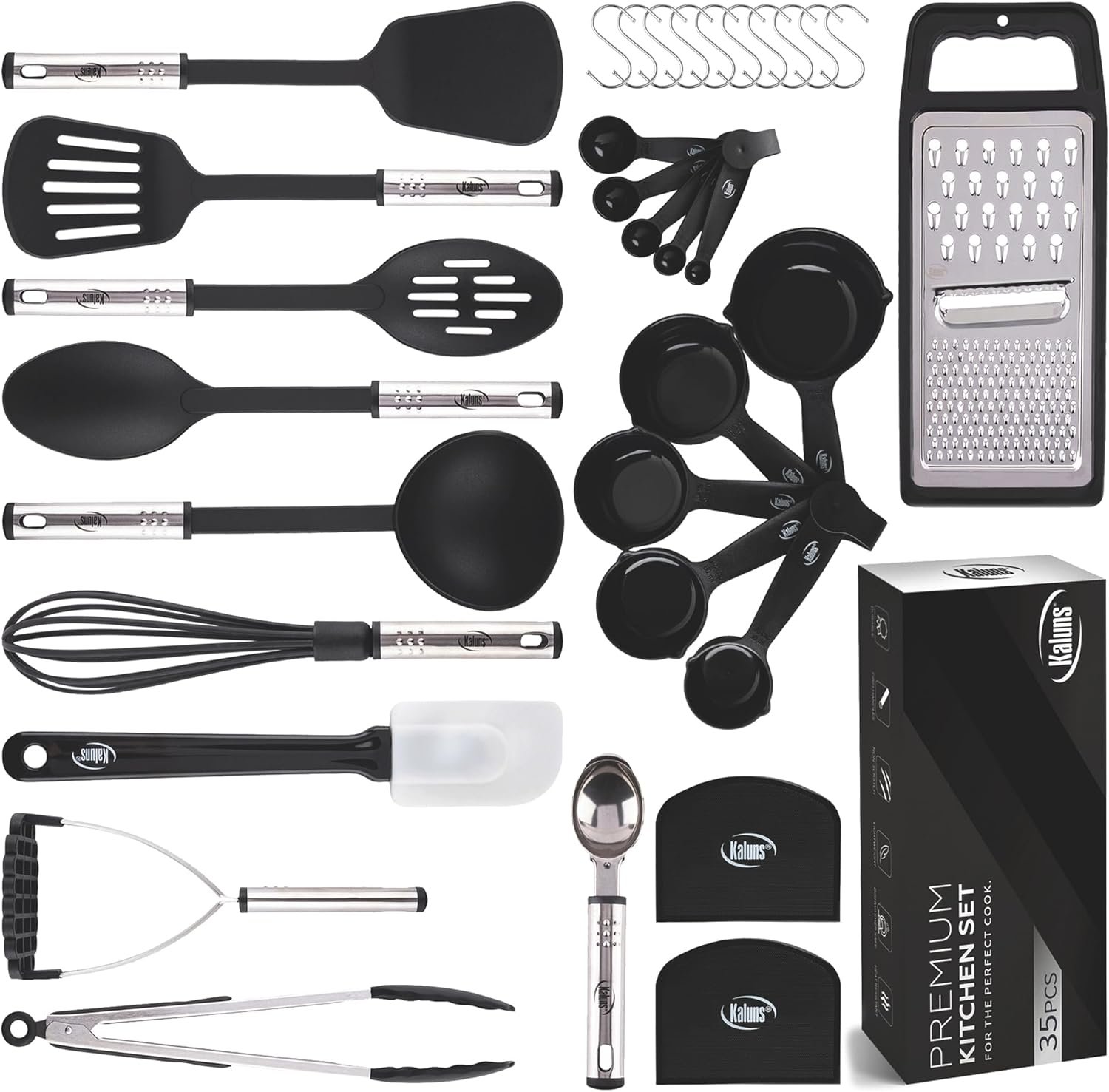 Kitchen Utensils Set 35 PCS Cooking Utensils Set, Nonstick and Heat Resistant Nylon Stainless Steel Silicone Spatula Set – Kitchen Gadgets Home Essentials Kitchen Accessories, Apartment Must Haves