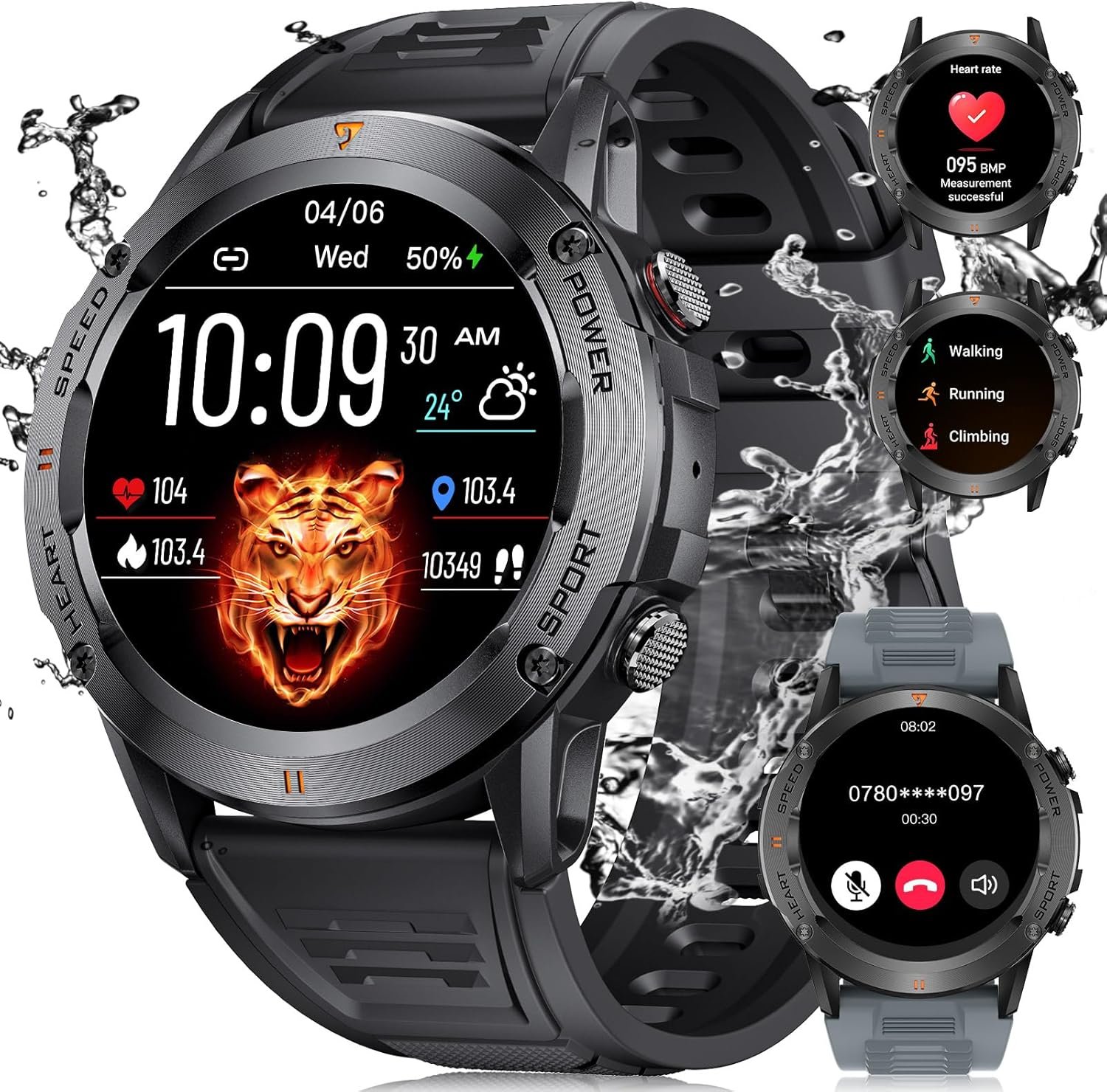 LIGE Smart Watches for Men,1.39″ IPS Screen Fitness Tracker Watch with 126+ Sports Modes/IP68 Waterproof/400mAh Battery,Heart Rate/SpO2/Sleep Monitor,Rugged Smartwatch for Android iOS