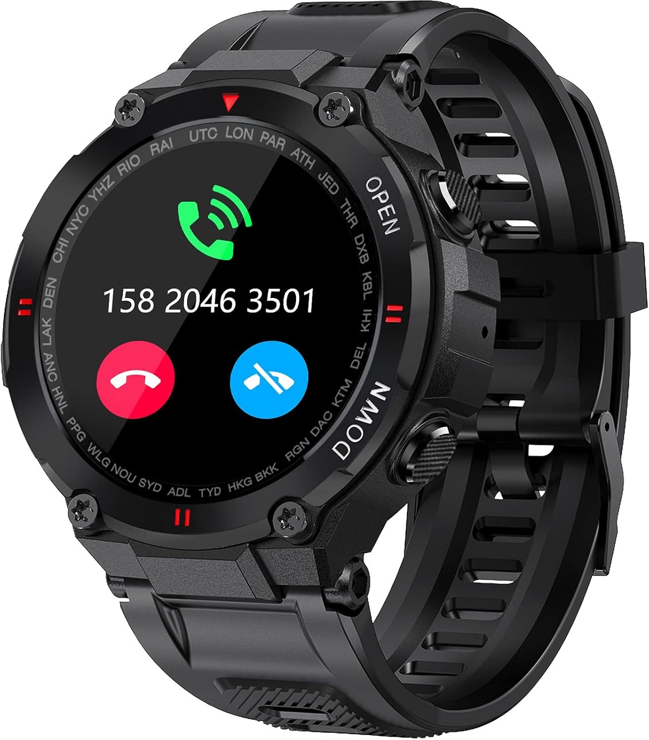 Military Smart Watch for Men Outdoor Waterproof Tactical Smartwatch Bluetooth Dail Calls Speaker 1.3” HD Touch Screen Fitness Tracker Watch Compatible with iPhone Samsung