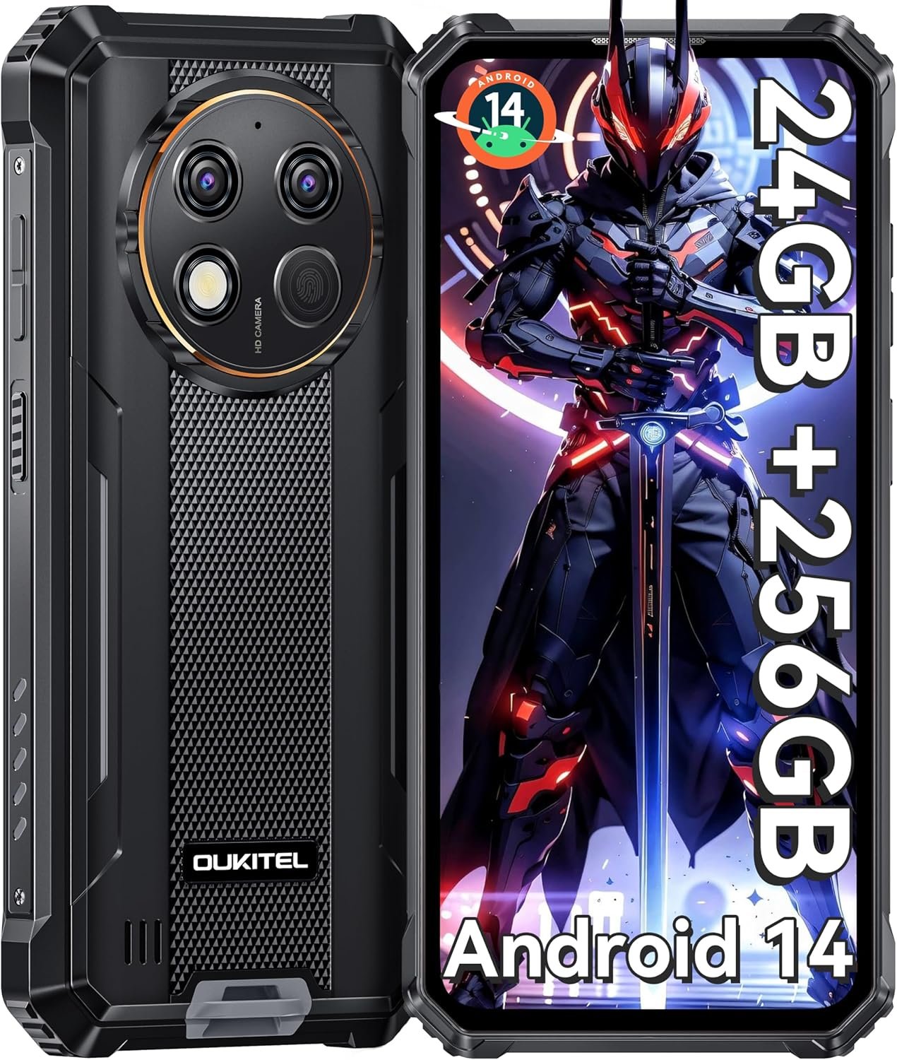 OUKITEL G1 Rugged Smartphone Unlocked – 24+256GB/1TB Android 14 Rugged Cellphones, 6.52”HD Display 10600mAh Battery 48MP Rear Camera IP68/IP69K Waterproof Phone, Dual Sim/NFC/Fingerprint 2024