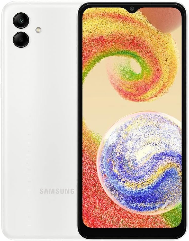 SAMSUNG Galaxy A04 4G LTE (64GB + 4GB) Unlocked Worldwide (Only T-Mobile/Mint/Metro USA Market) 6.5″ 50MP Dual Camera + (w/Fast Car Charger) (White)