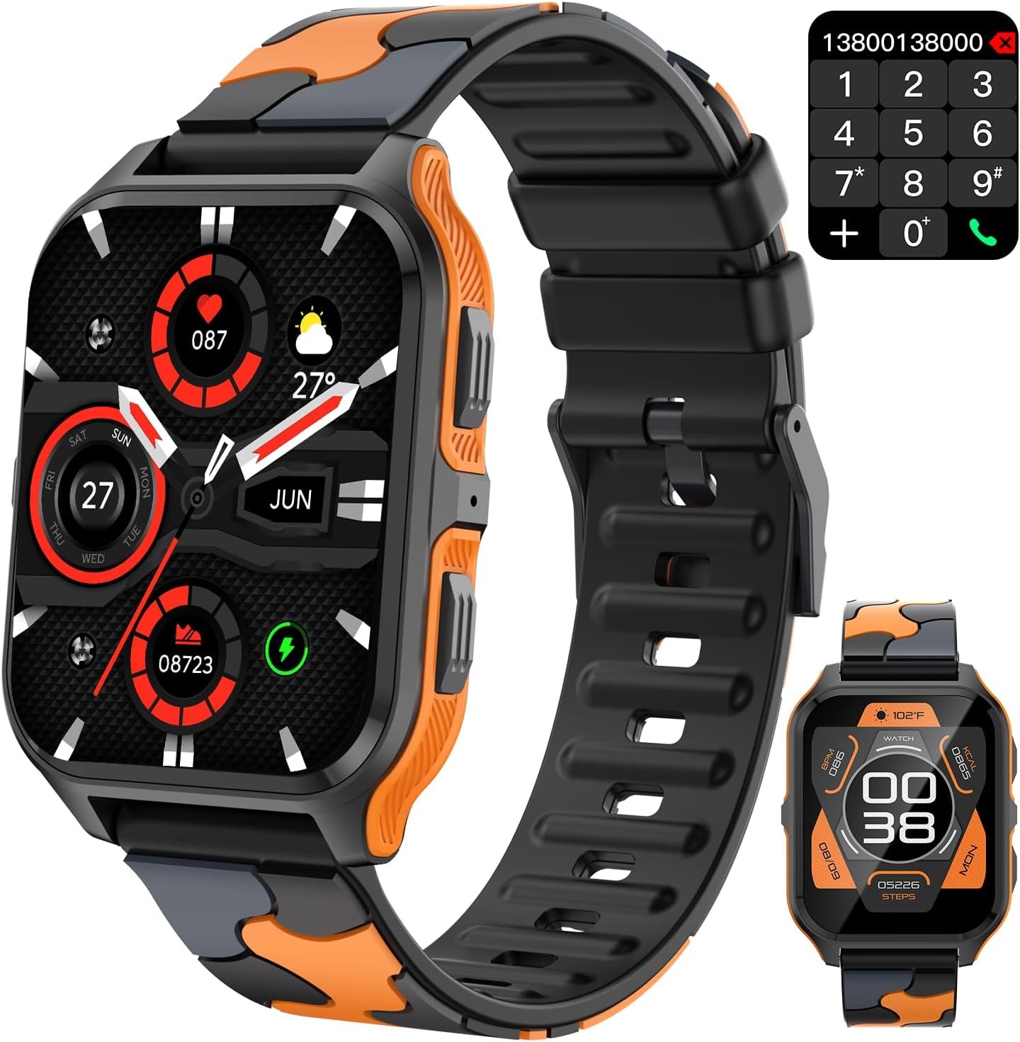 Smart Watch for Men Tracker,1.83″ Outdoor Sports Smartwatch with Answer/Make Call,Fitness Watch,B-lood Oxygen,Heart Rat and S-leep Monitor Compatible with iPhone and Android Phones