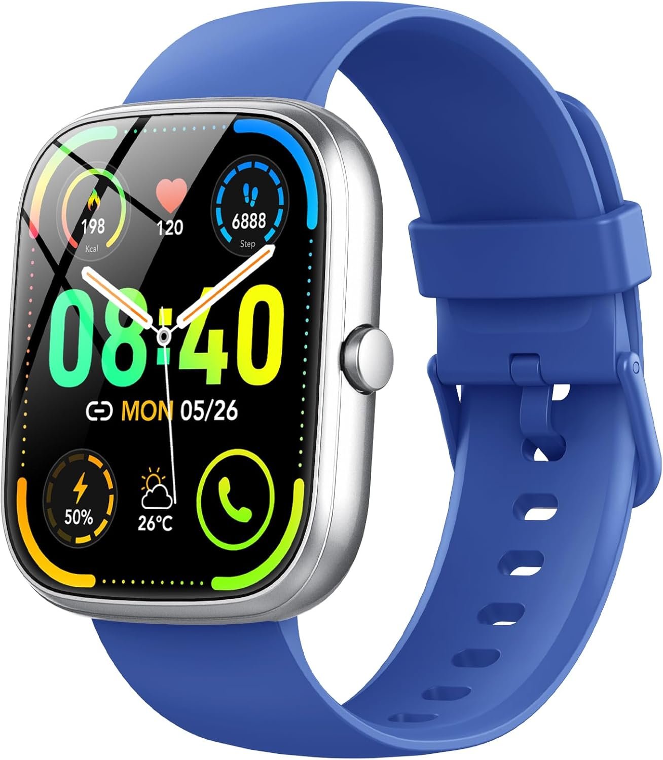 Smart Watch for Men Women 1.96″ HD Screen Answer/Make Calls,Fitness Tracker with Heart Rate Sleep Monitor, Step Counter, IP68 Smartwatch for Android iOS（Blue）