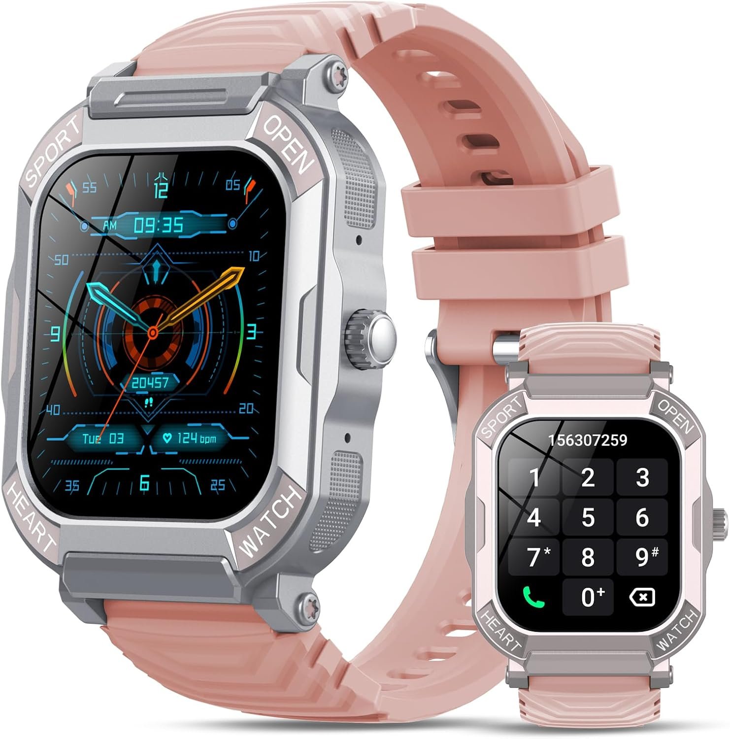 Smart Watch for Men Women (Answer/Make Call) 1.85” Fitness Tracker, 113 Sports Modes Smartwatch with Heart Rate/Sleep Monitor, Pedometer, IP68 Waterproof 2024 Activity Trackers for Android iOS, Pink