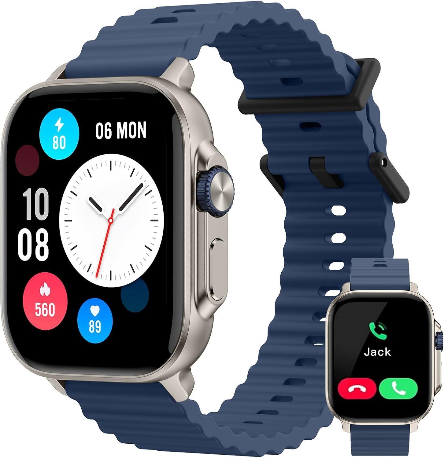 Smart Watch for Men(Answer/Make Calls),2.01″ Activity Trackers with Heart Rate/Sleep Monitor/Steps & Calories Counter,100+ Sports Modes/IP68 Waterproof Smart Watches for iOS Android (Blue)