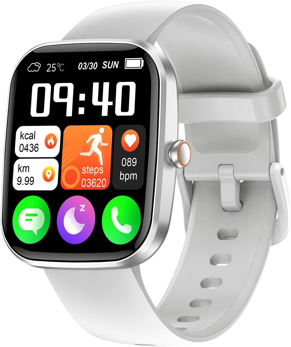 Smart Watch for Men/Women with Call/Text, Smartwatch 1.91″ Touch Screen, Fitness Watch 113+ Sport Mode, Fitness Tracker Heart Rate/Sleep/Blood Oxygen/Steps Monitor, Activity Tracker, Silvery White