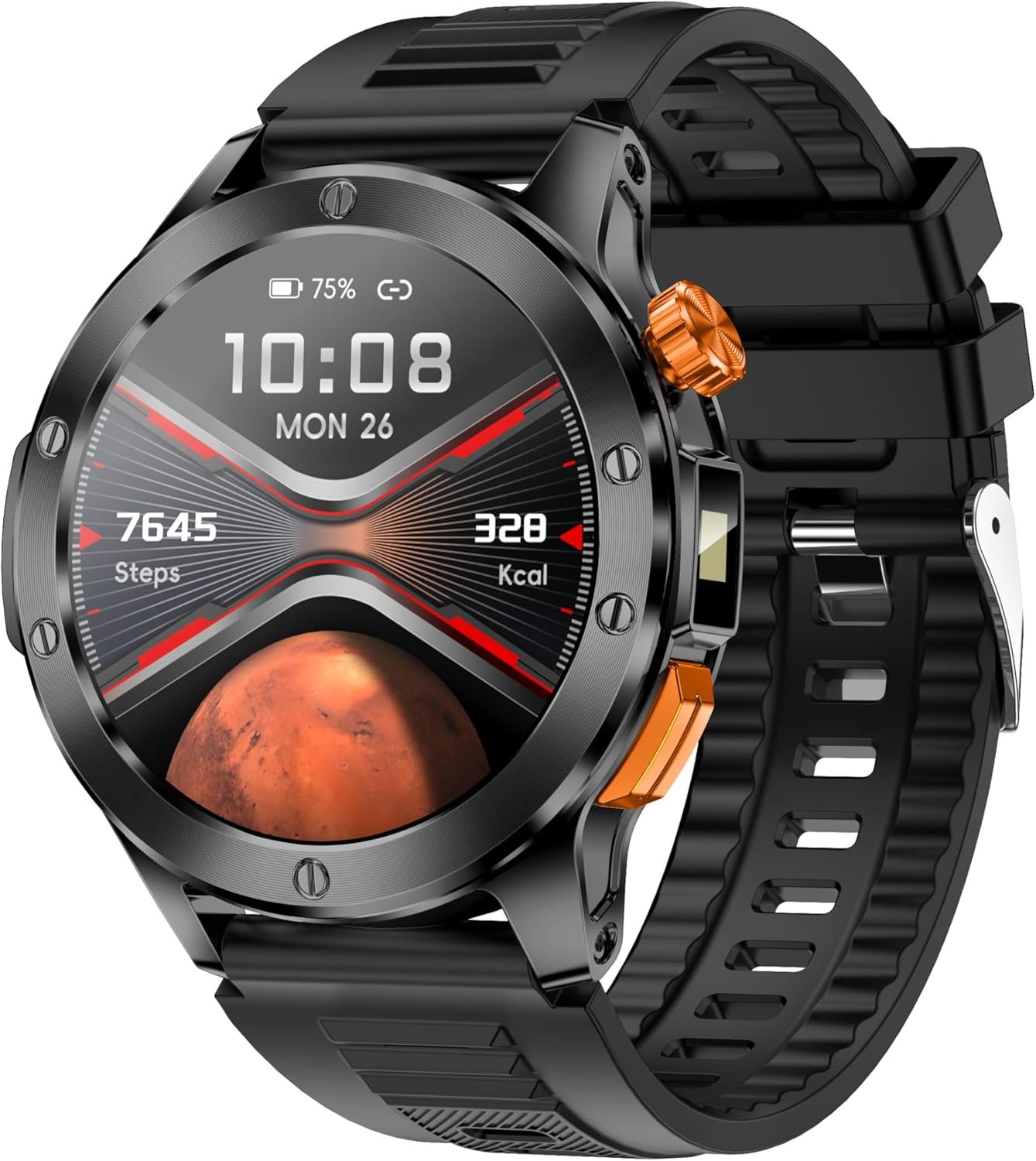 Tinwoo Smart Watch for Men(Answer/Make Calls) with LED Flashlight 1.39″ HD Screen,300+ Watch Faces,Heart Rate,SpO2,100+ Sports Modes,IP68 Waterproof,Smartwatch for Android iOS (Black)