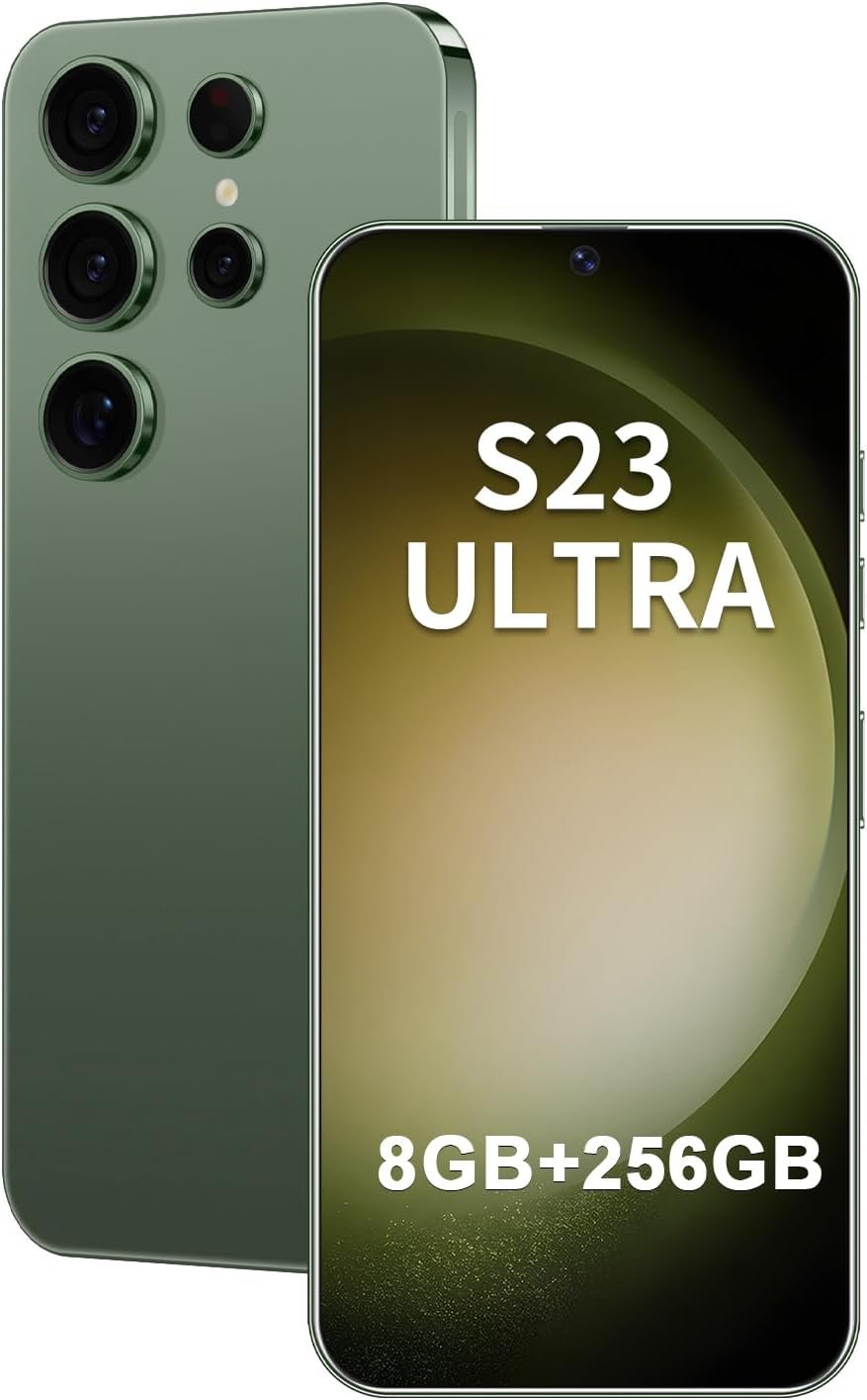 Unlocked Android Phone S23 Ultra Cellphone Android 13 Smart Mobile Phone 8-core 8GB+256GB Cell Phone 6.8 inch HD Screen Mobile Phone 108MP+48MP Camera 6800 mAh Battery 4G Dual SIM (Green)