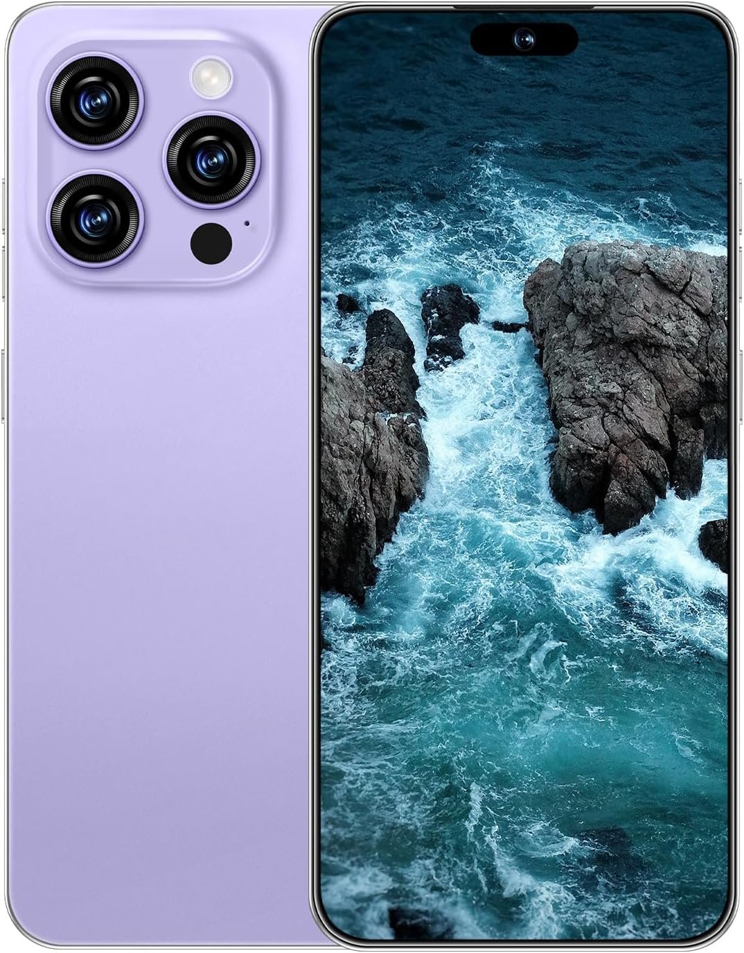 I16 PROMAX 5G Phone,Smartphone Unlocked Cell Phone 8GB+256GB/6.99″ Display/68MP+108MP Camera/7000 mAh Battery Super Endurance, Dual SIM Card/Face Unlock/GPS/Fingerprint Button Unlock(Pale Purple)