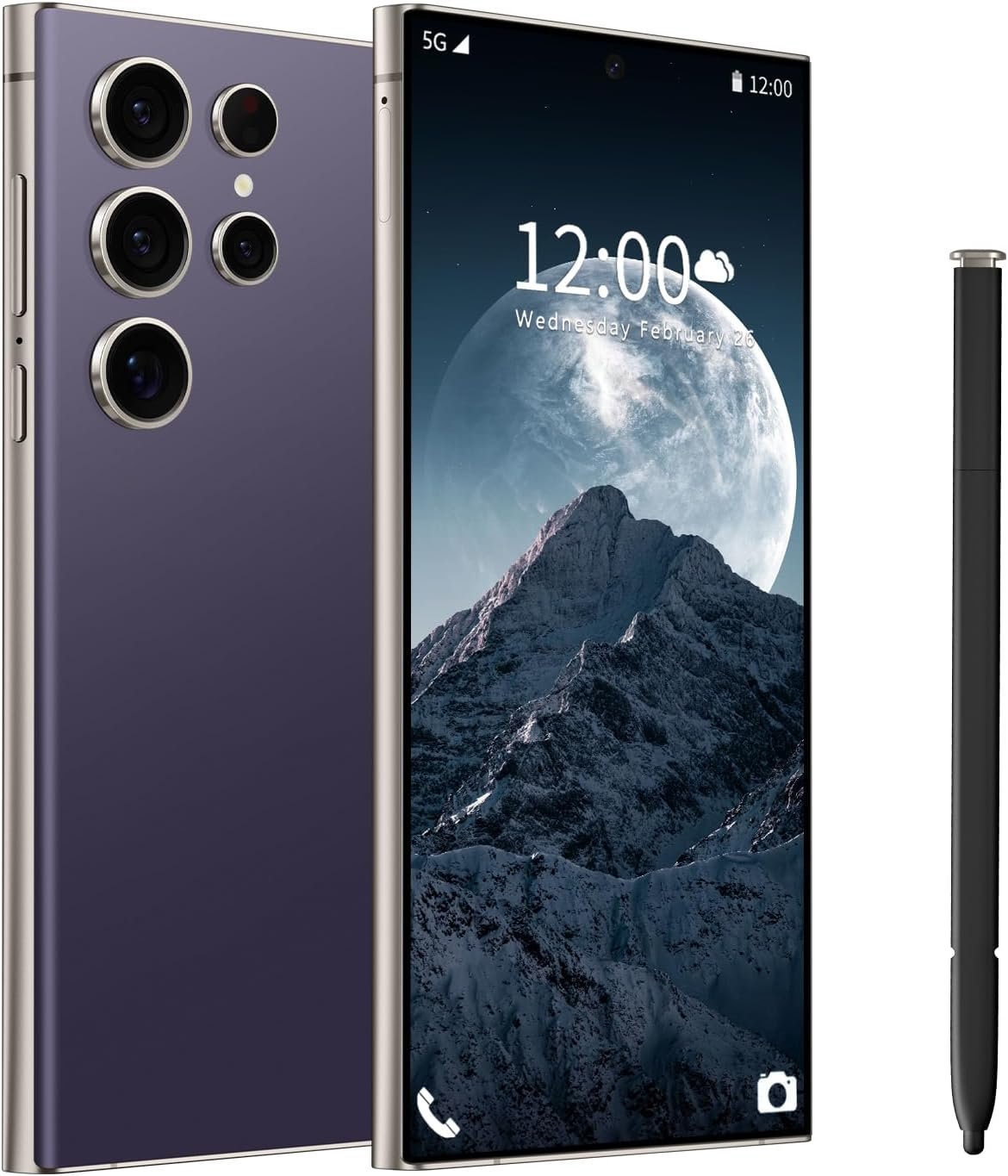 I24 Ultra 5G Unlocked Phones, Built in Pen, Smartphone Battery 6800mAh 6.8″ HD Screen Unlocked Cell Phone, 6+256GB Android13 with 128G Memory Card, Face ID/Fingerprint Lock/GPS (Dark Purple)