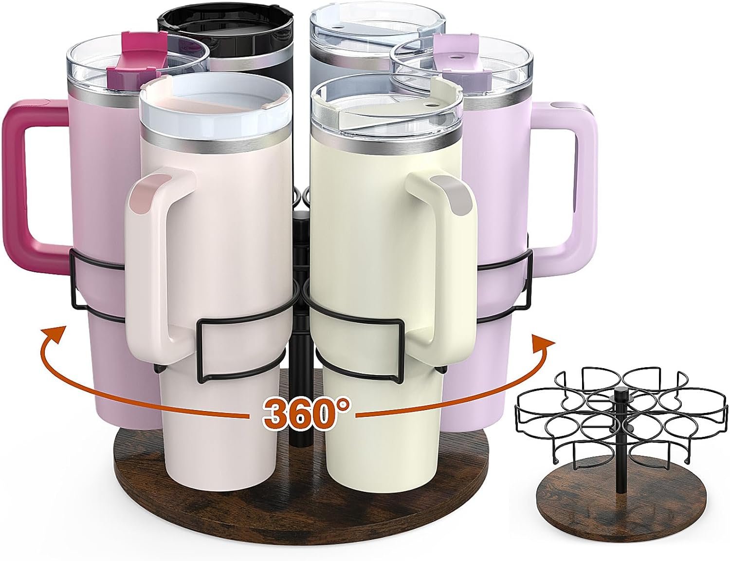 Water Bottle Organizer for Stanley 40 oz, Rotating Stanley Cup Organizer Holder, Patented Product, Tumbler Holder Organizer, Stanley Cup Accessories, Easy to Install, Vintage Brown