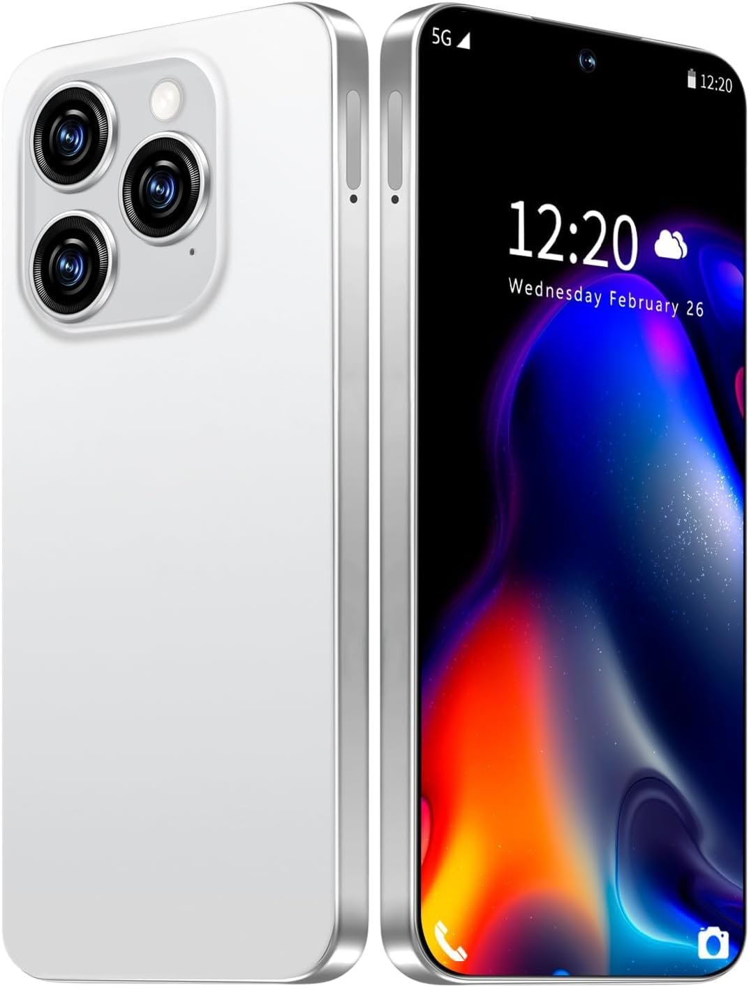 16 PROMAX Unlocked Phone, 8+256GB Smartphone, Android 13.0, Long Battery Life 7000mAh, 6.99“ HD Screen with 128GB Memory Card, Face ID/Dual SIM/5G/Fingerprint Lock/Photos/GPS (White)