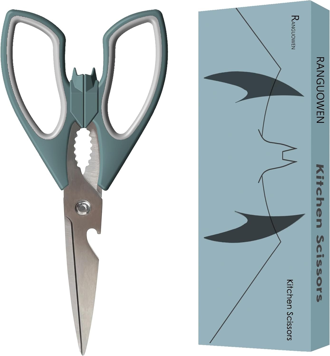 Bat and Cat Shaped Large Handles Kitchen Scissors for Women Gifts, Halloween Gothic Scissors Kitchen Utensils, Goth Accessories Weird Stuff for Vegetables & Meat Cutting, Comfortable Ergonomic Fit