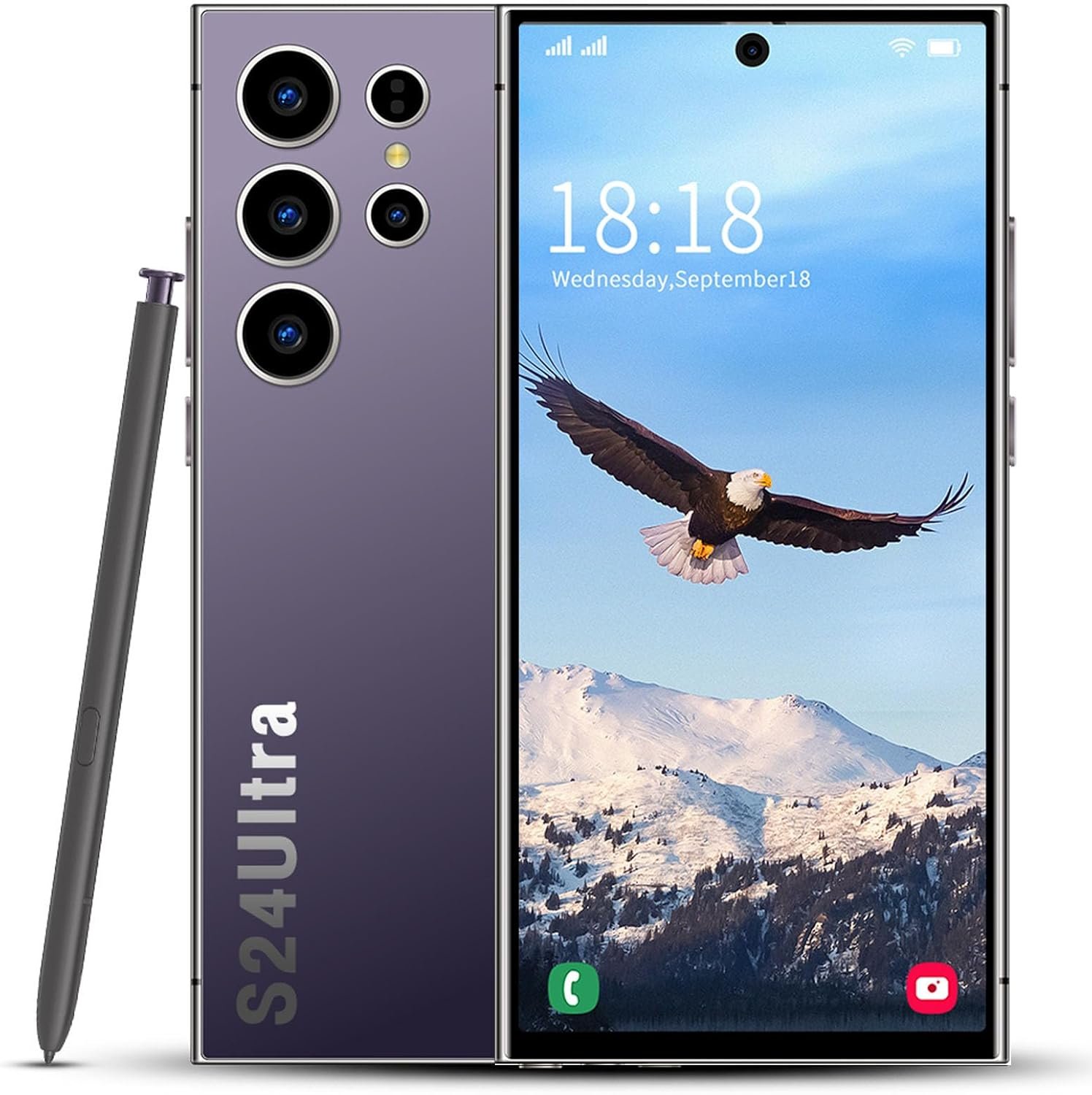 C24 Ultra Cell Phone 5G Unlocked Phone,Smartphone with Tool Pen, Android 14.0 Cell Phone 8GB+256GB Dual SIM Dual Standby,Fast Charging and OTG(Purple)
