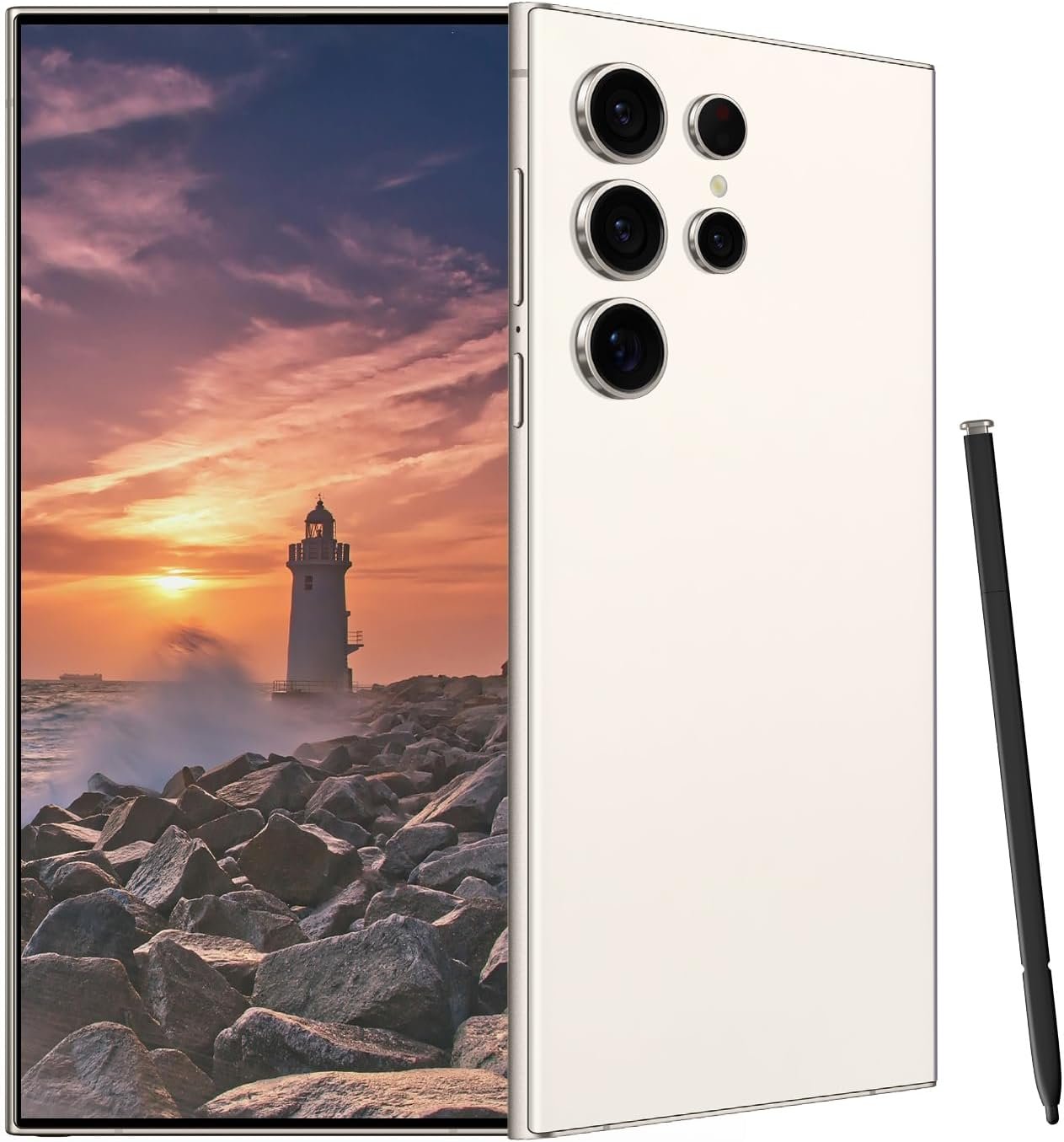 C24 Ultra Unlocked Cell Phones Smartphone Android 13 Phones 8+256GB/6.8″ HD Screen/Dual SIM/108MP+48MP Camera/6800 mAh/Built-in Pen (White)