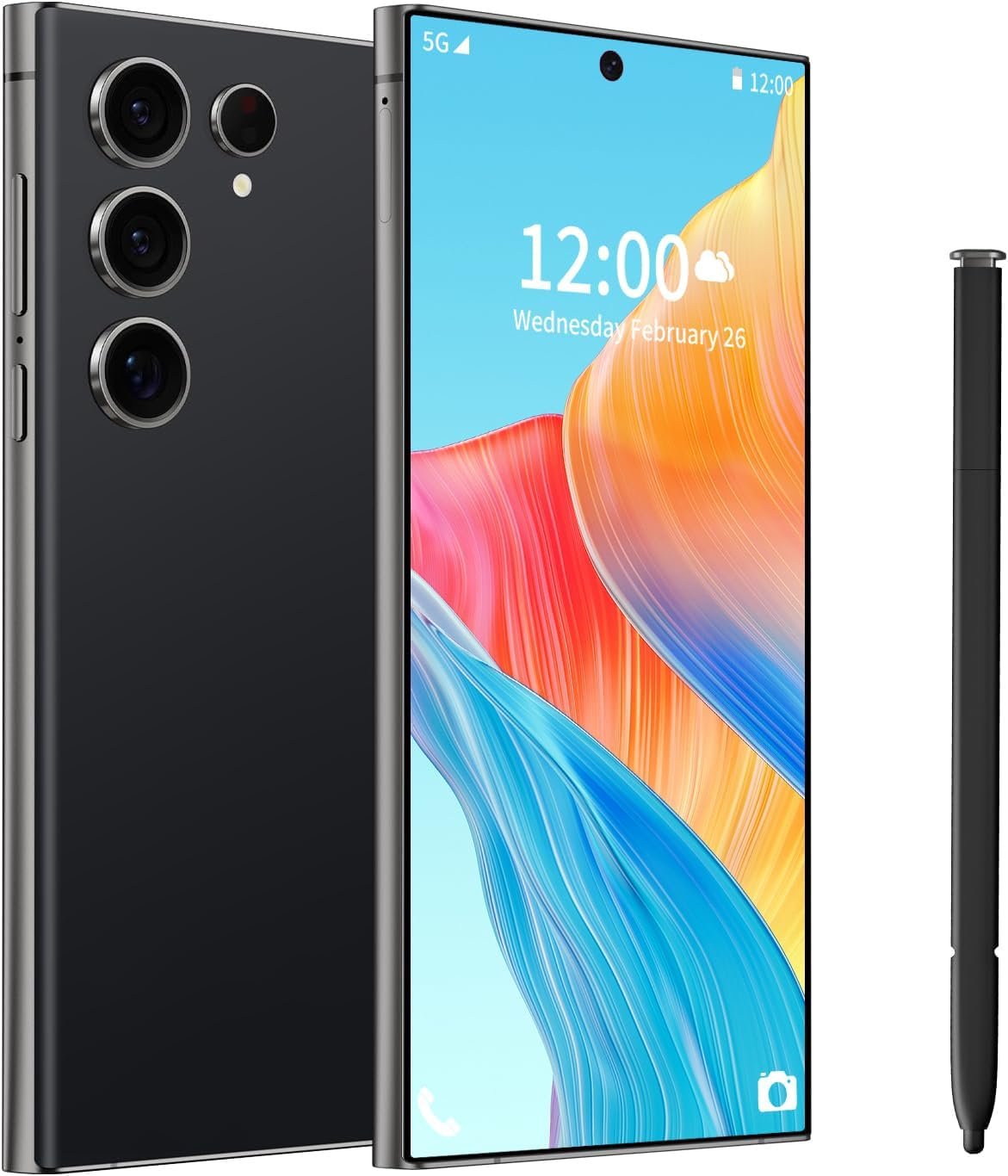 C24 Ultra Unlocked Phone, 8GB+256GB Memory Android 14.0 Smartphone, 6.8″ HD Cell Phone, 6800mAh Battey/Octa Core CPU/Face ID/GPS/Dual SIM 5G Phone (Black)
