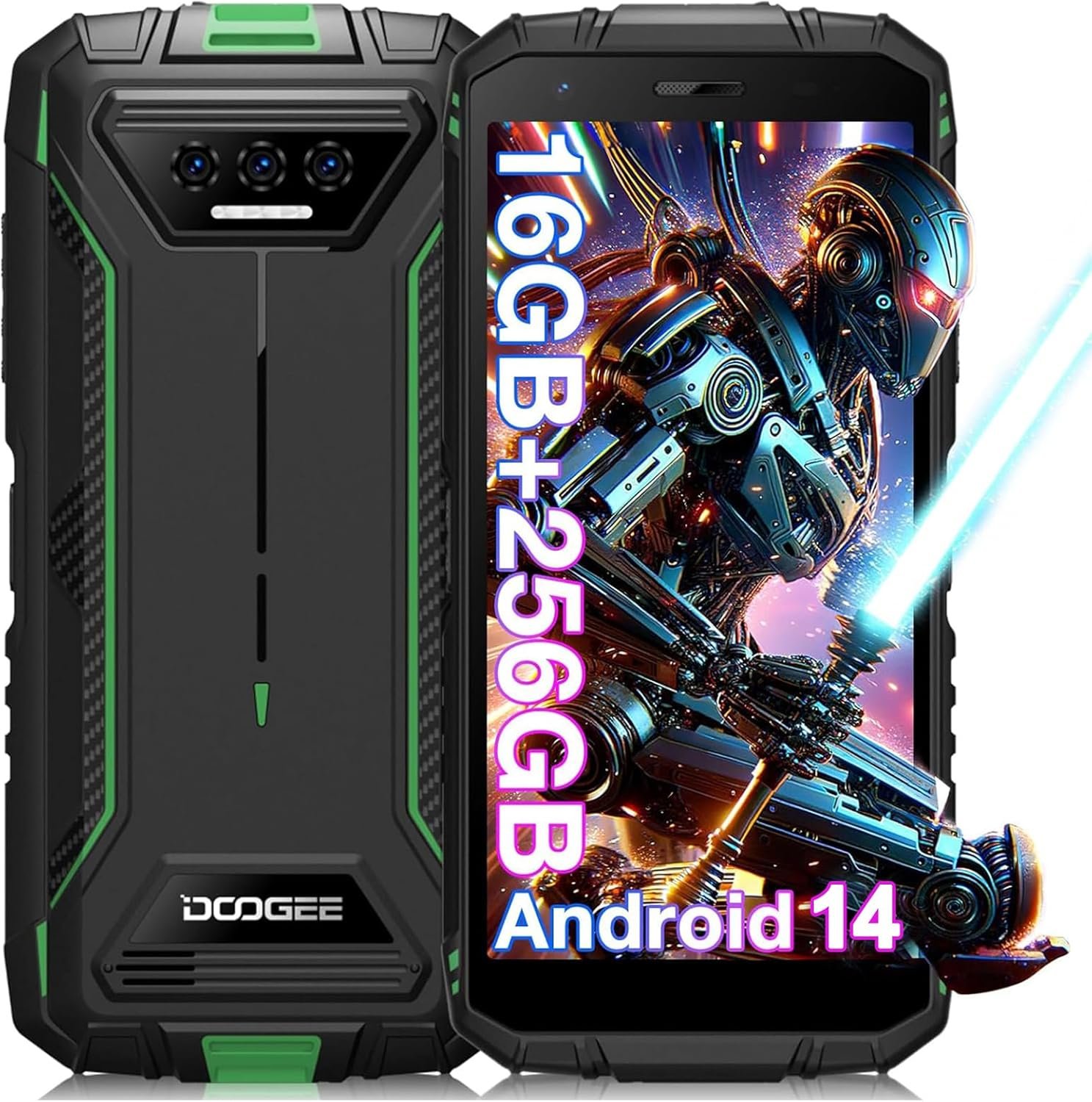 DOOGEE S41 MAX Rugged Smartphone 2024,16GB + 256GB/SD 1TB, Android 14 Rugged Phone,6300mAh Rugged Cell Phone, 5.5″ HD+ Display, IP68 Waterproof Outdoor Military Grade 4G Mobile Phone, NFC/WiFi/OTG