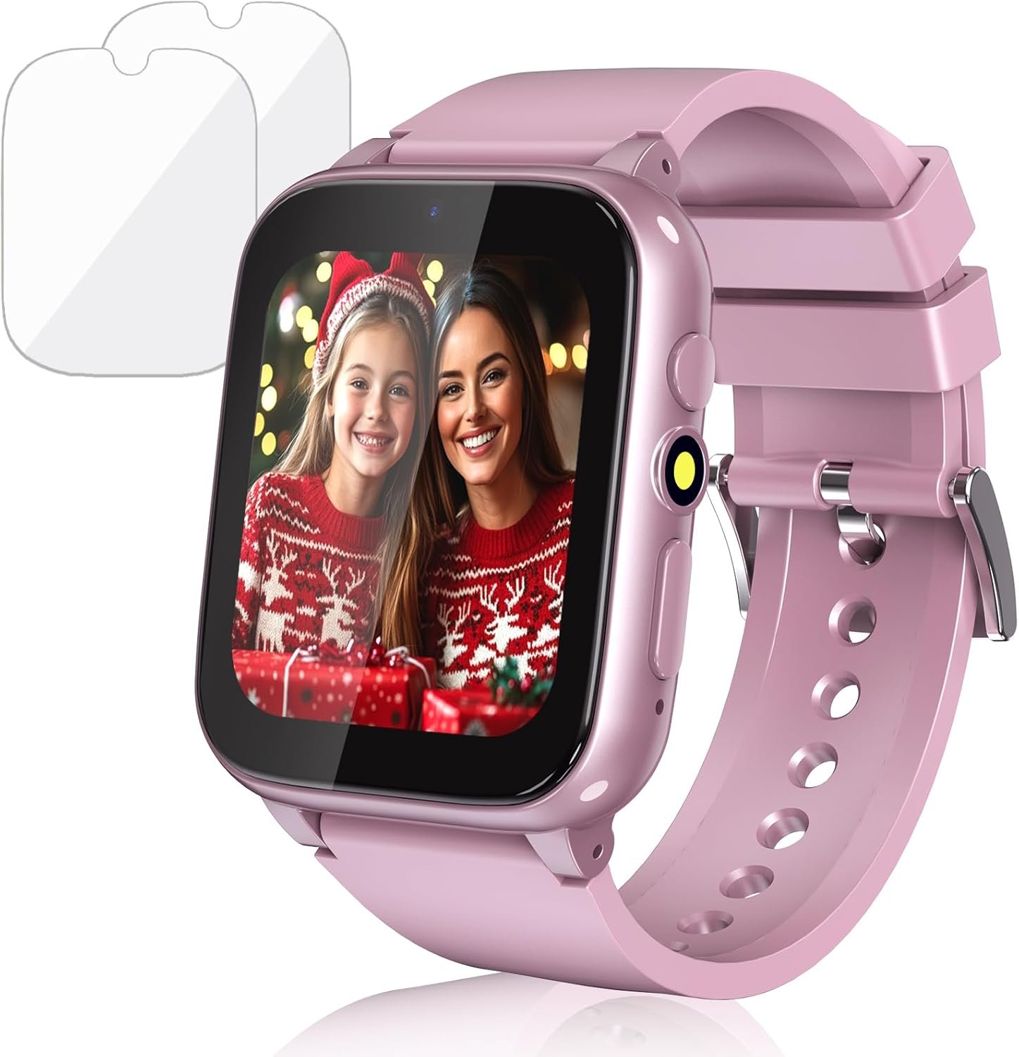 Goodatech 1.69” Smart Watch for Kids 4-12 Years Boys Girls, 26 Puzzle Games,HD Camera,Video Music Player,Pedometer,Flashlight, Alarm Clock,Learn Card,Audio Book,Smartwatch for Children Gifts (Pink)