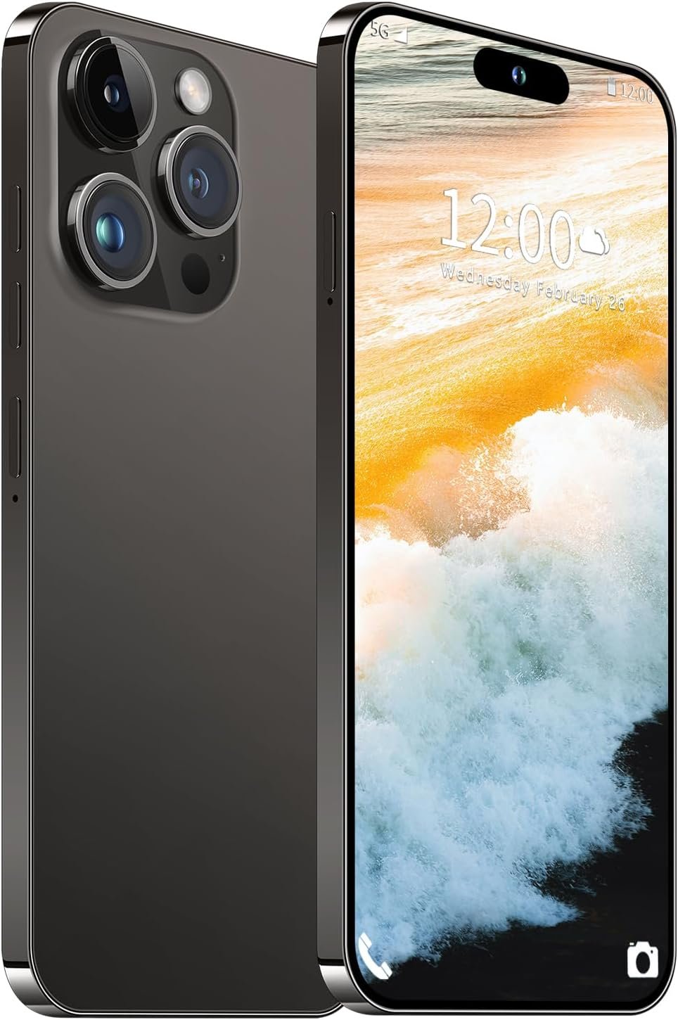 Huness I15 Pro MAX Smartphone Unlocked Cell Phone,Battery 6800mAh 6.8 HD Screen Unlocked Phone,6+256GB Android 13 with 128GB Memory Card,Dual SIM/5G/Fingerprint Lock/Face ID (Black, 6+256G)