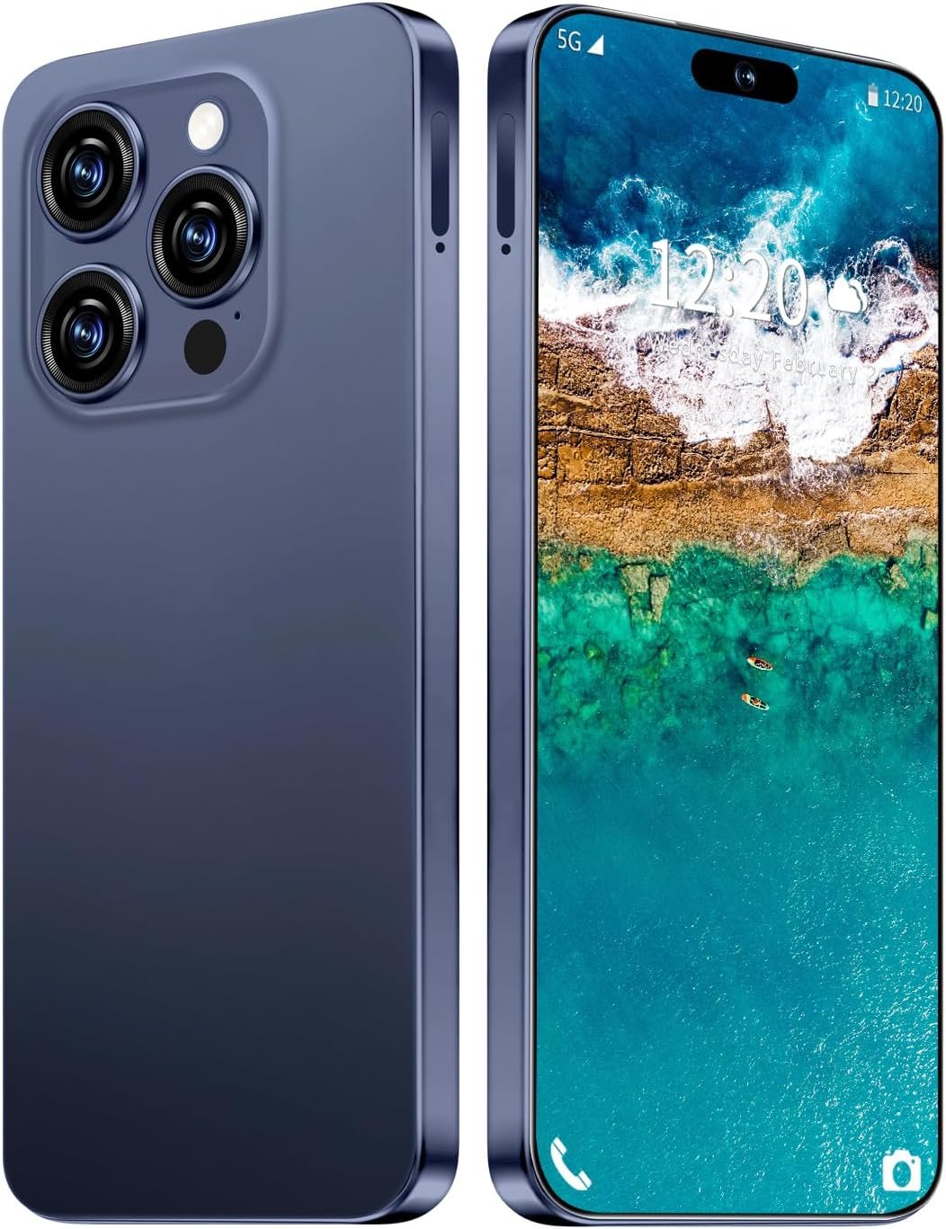 I16 ProMAX 12GB+512GB 6.99″ HD Screen Smartphone Unlocked Cell Phone,Battery 7000mAh Unlocked The Phone, Android 13 Fingerprint Button Unlock/Photos/Face ID/Dual SIM/5G/GPS (Deep Blue, 12+512)